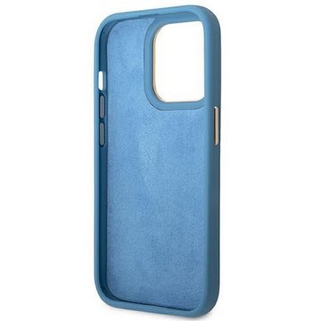 Guess Handyhülle Guess Apple iPhone 14 Pro Hard Case 4G Vintage Gold Logo Blau