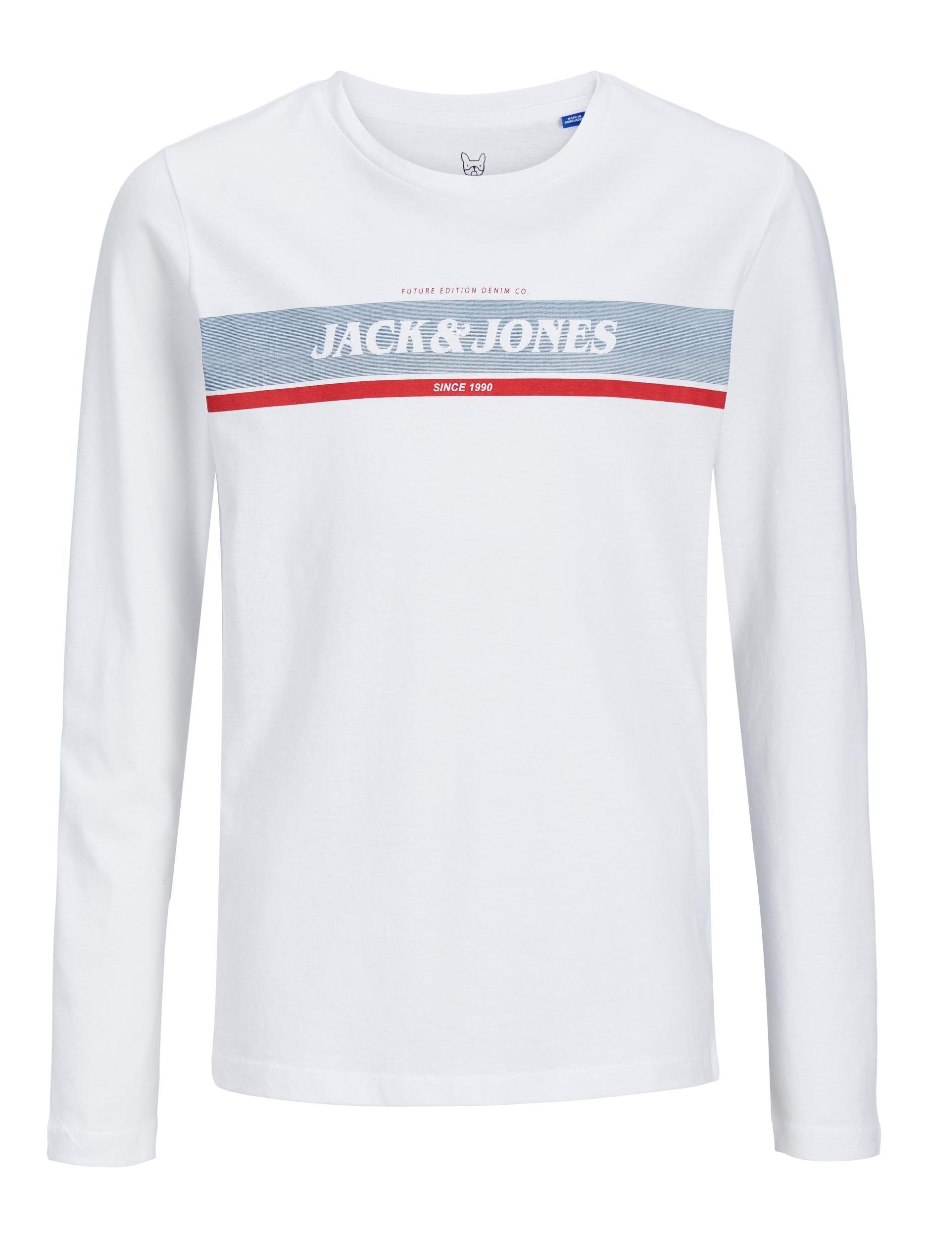 & white JNR JJALEX CREW Junior Jack LS TEE NECK Jones Langarmshirt