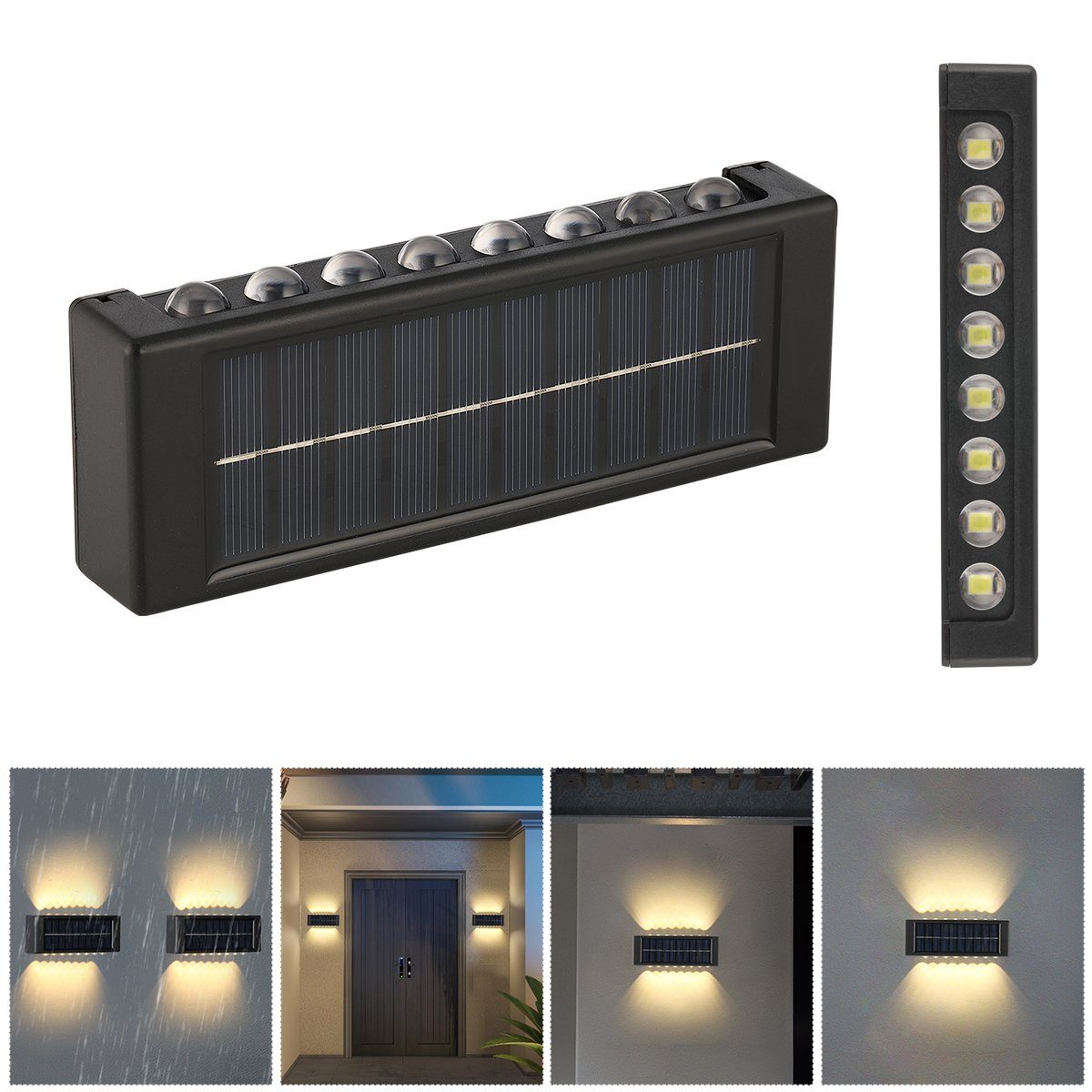 LETGOSPT AußenWandleuchte Solar LED Wandlampen Up & Down LED