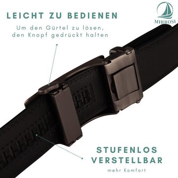 MIRROSI Ledergürtel Herren Automatik Breit 38mm, Kürzbar aus Leder Business Anzug Hochwertige Verarbeitung Perfektes Geschenk für Männer