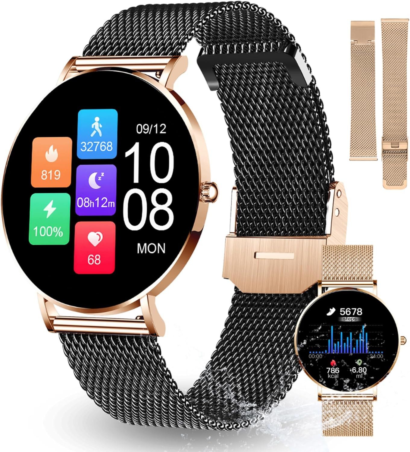 XCOAST 570474 Smartwatch (2,5 cm, Andriod ios), Ultradünne Damen Smartwatch