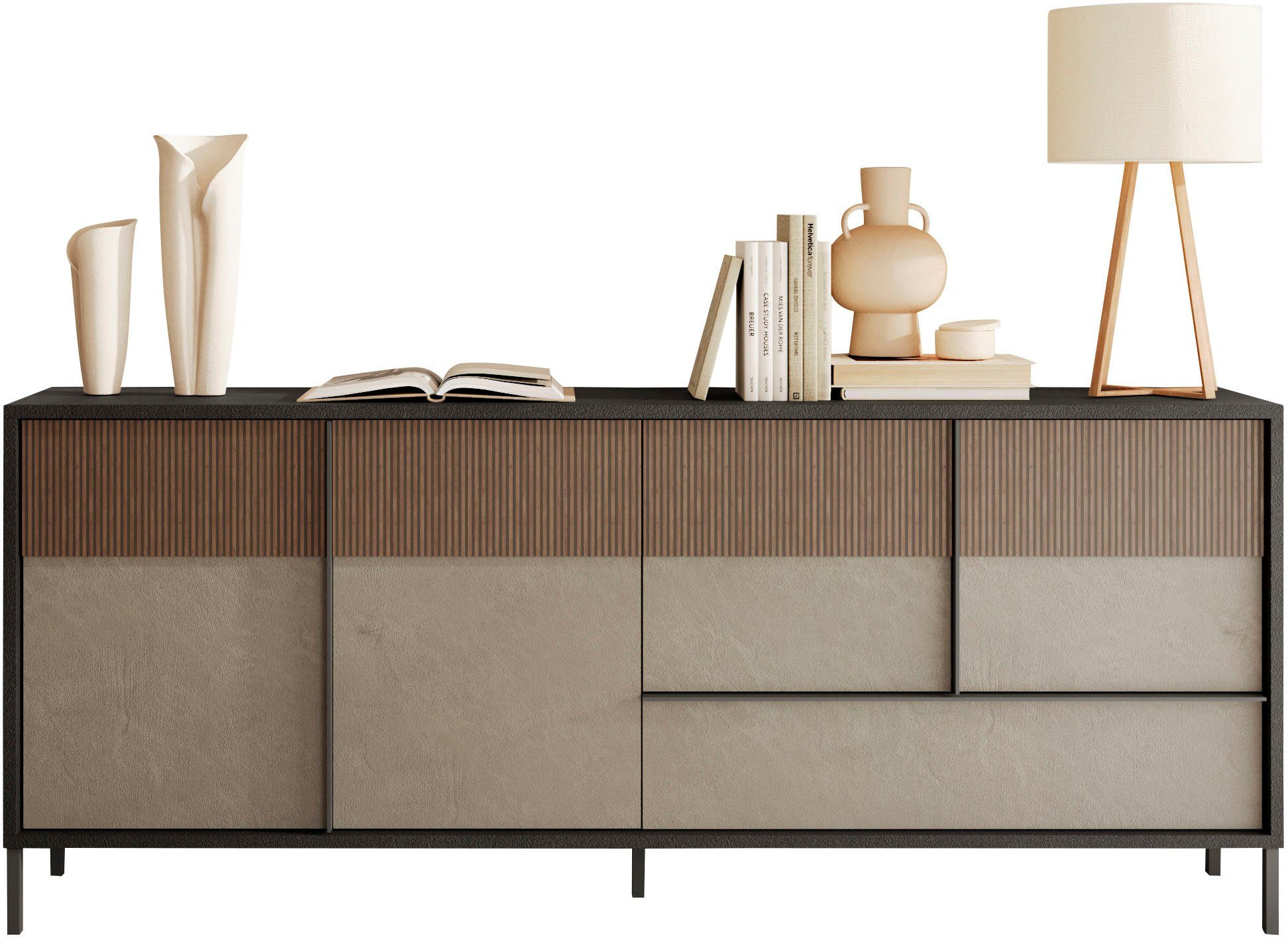 INOSIGN Sideboard Everest Breite 206 cm, Kommode mit 4 Türen u. 1 Schubkasten, Anrichte, Soft/Self Closing, Korpus 22 mm