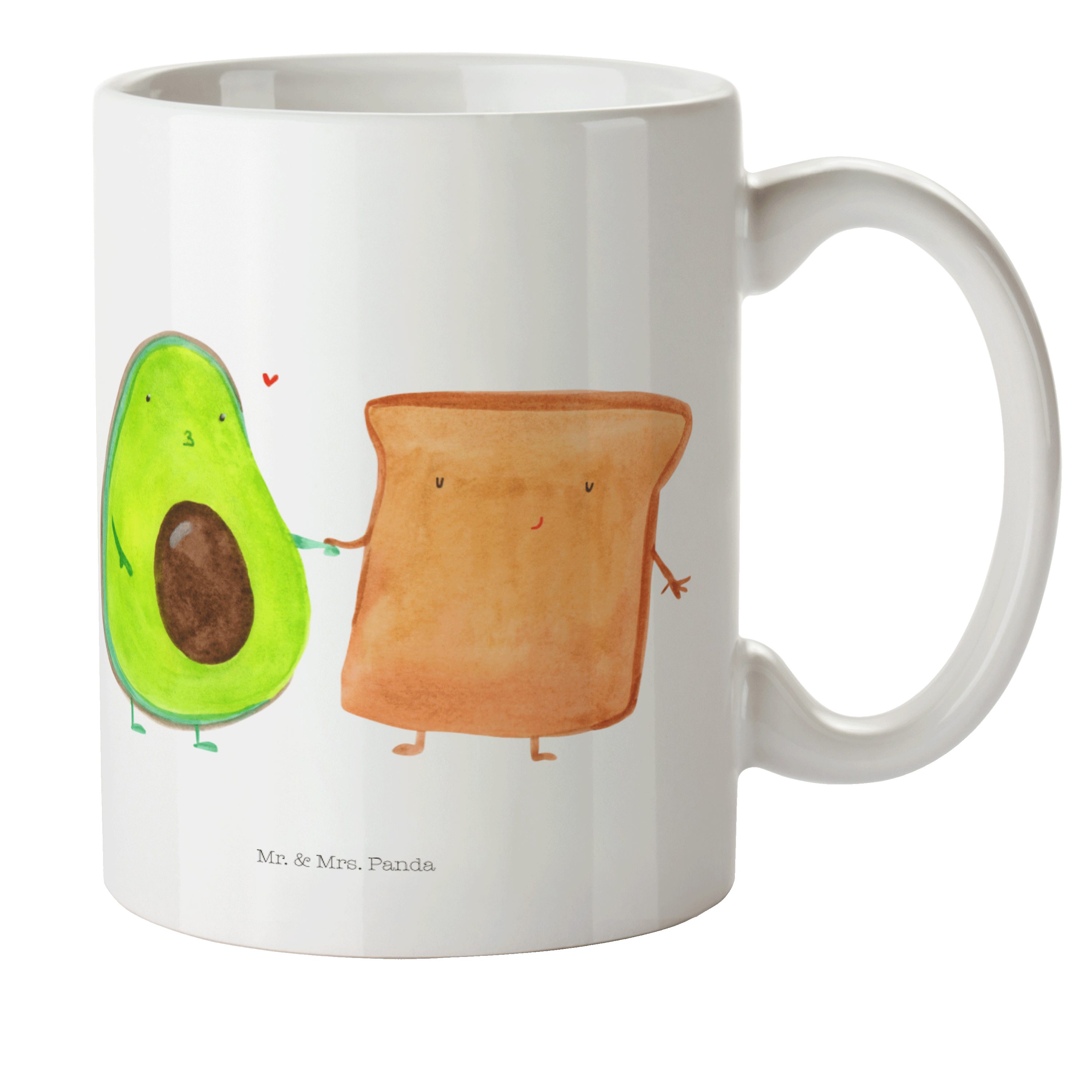 Mr. & Mrs. Panda Kinderbecher Avocado + Toast - Weiß - Geschenk, Hochzeit, Reisetasse, Kunststoff T, Kunststoff