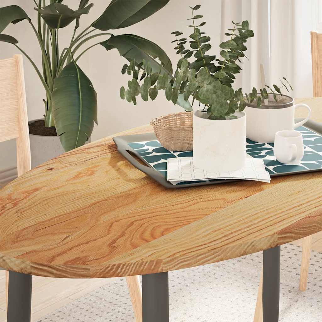 vidaXL Tischplatte Tischplatte Hellbraun 120x60x2 cm Massivholz Eiche Oval (1 St)