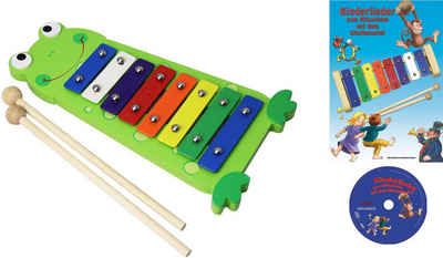 Clifton Spielzeug-Musikinstrument Metallophon Frosch, mit 8 Tönen und Kinderlieder CD, Karaoke CD mit Heft