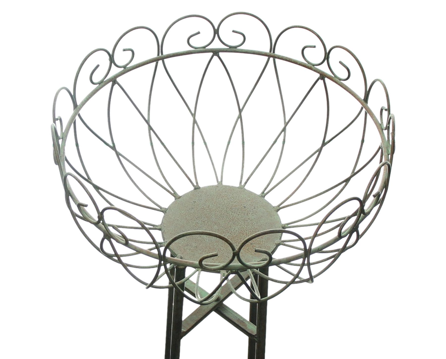 Dekoleidenschaft Blumenständer "Ornamente" Dekoständer grün mit Rost Finish, Metallständer mit Korb, Pflanzenschale, Blumenkorb – Bild 4 von 4