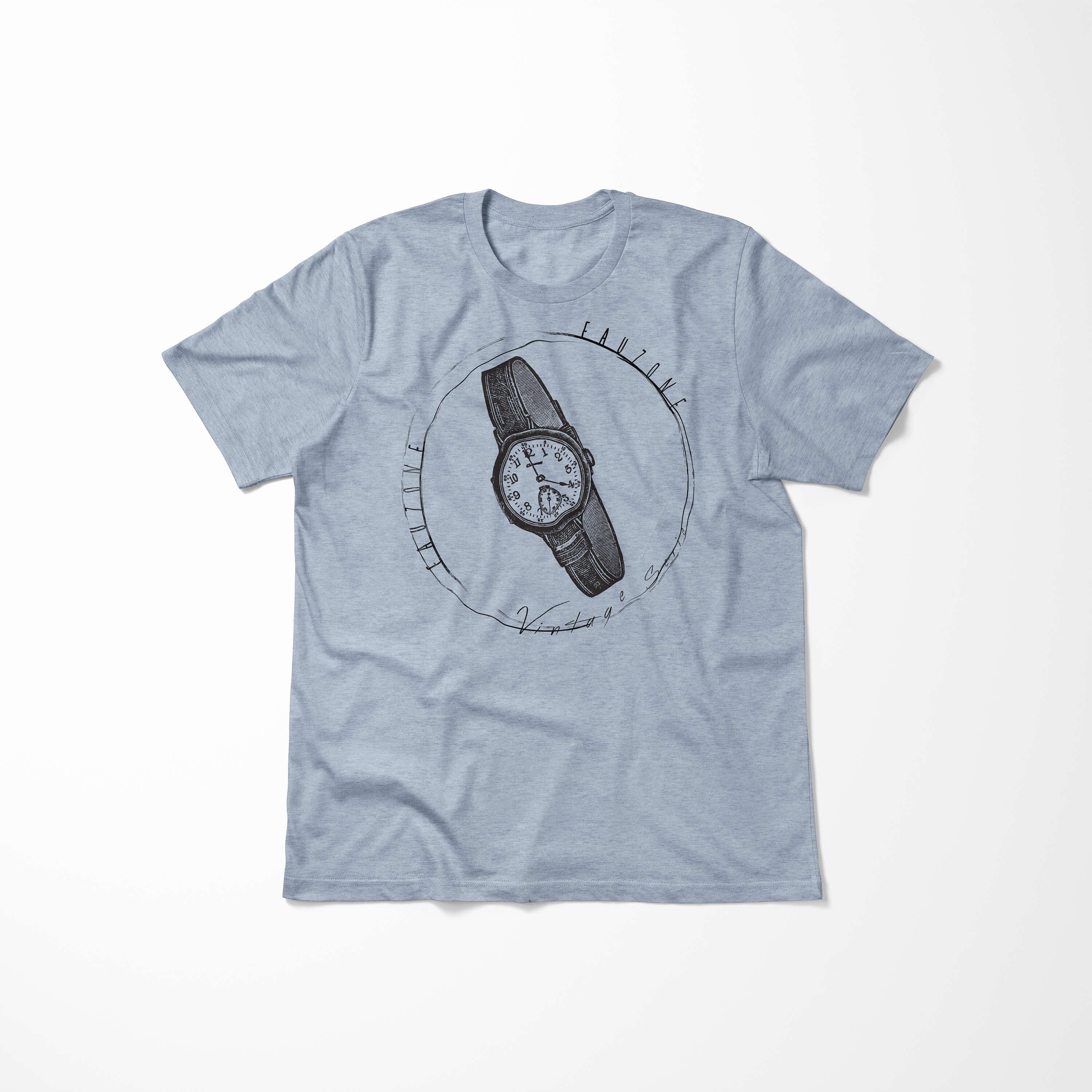 Sinus Art T-Shirt Vintage Herren Denim Stonewash Armbanduhr T-Shirt