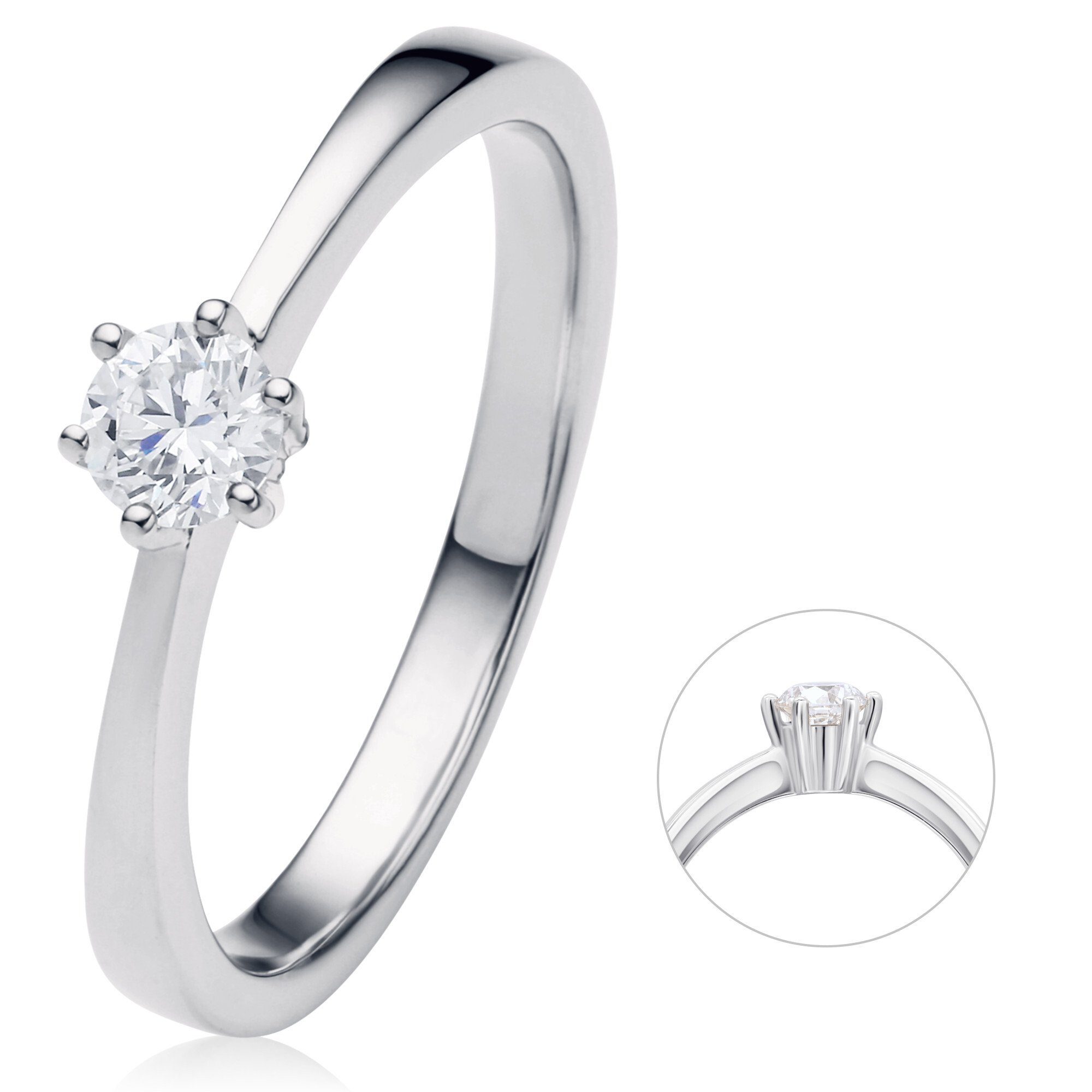 Platin 0.2 Diamantring Diamant ct Brillant ELEMENT Damen Platin, Schmuck Ring 950 ONE aus