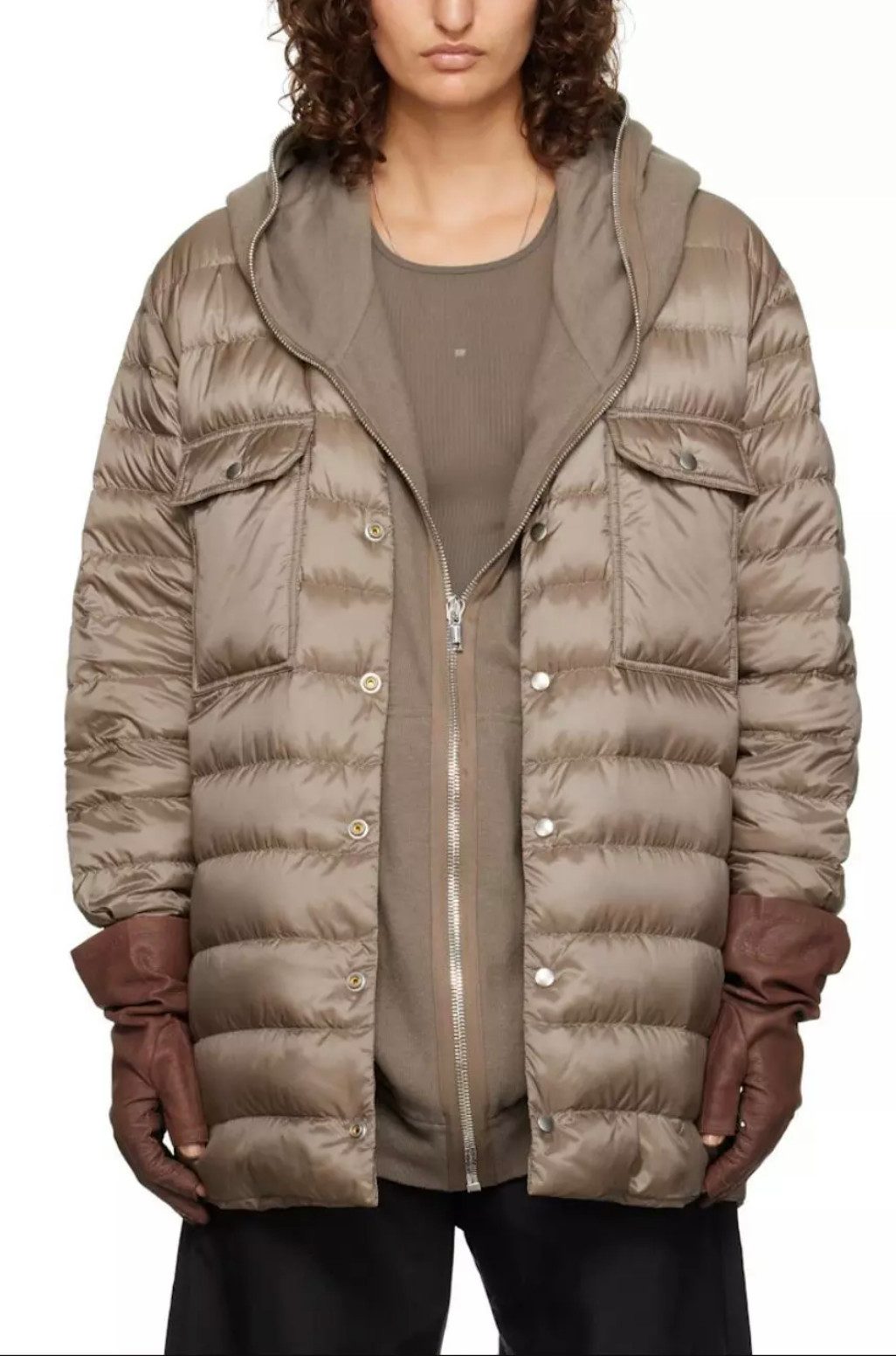 MONCLER Daunenjacke + RICK OWENS Gesteppte Jacke Steppjacke Unisex Gestepptem Shell mit Webbandbesatz, Vier praktische Taschen