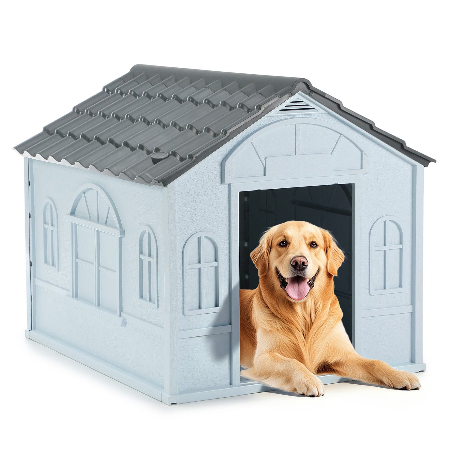 oyajia Hundehütte Hundehaus mit Satteldach, wetterfest Kleintierhaus für Drinnen&Draußen