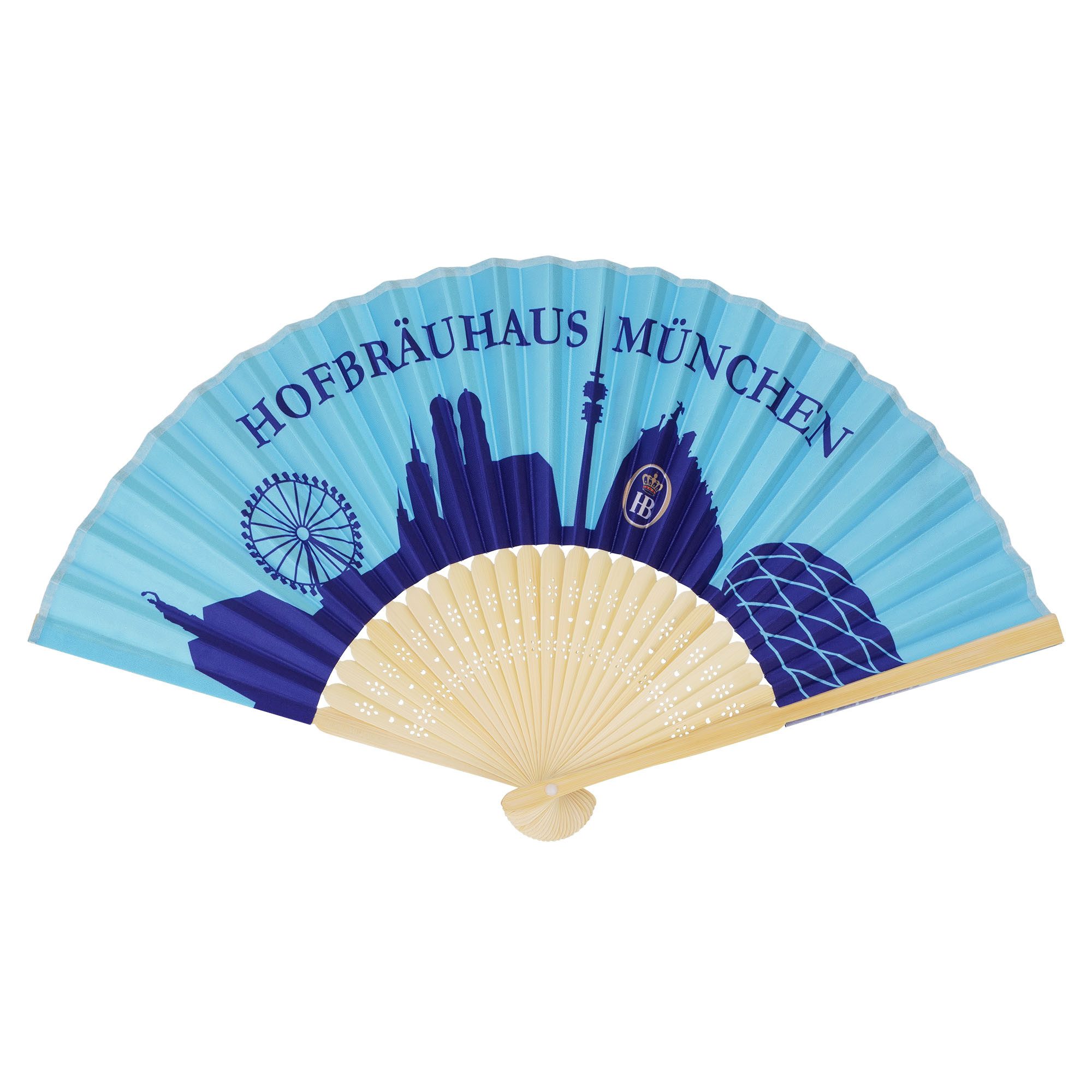 Hofbräuhaus München Handfächer Skyline München, aus Bambus und Polyester gearbeitet