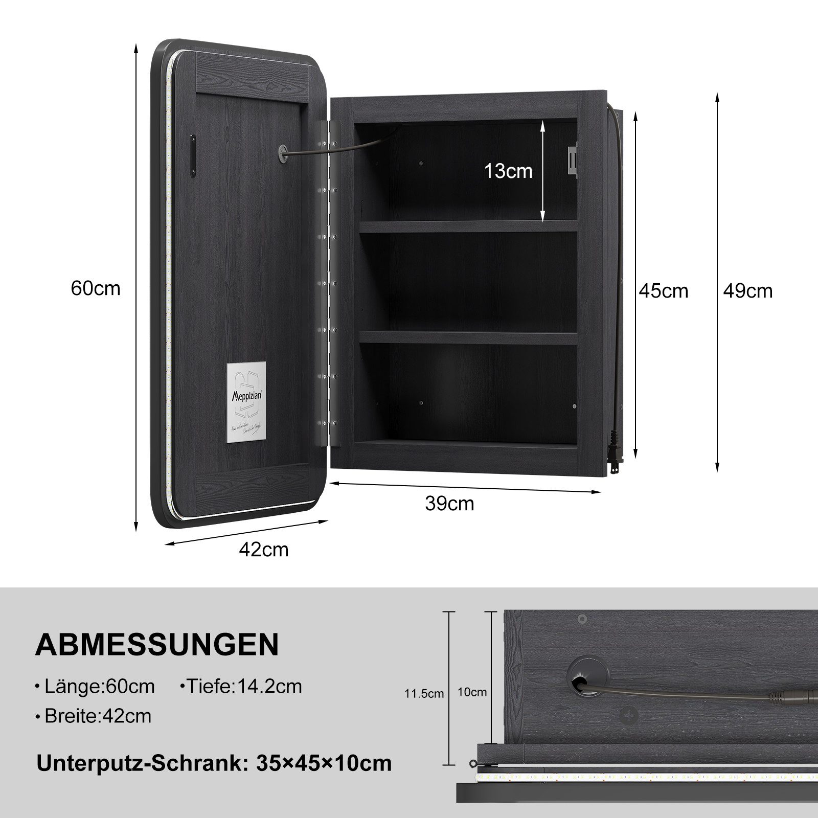 radelldar Badezimmerspiegelschrank Badschrank mit Beleuchtung eingelassen W günstig online kaufen