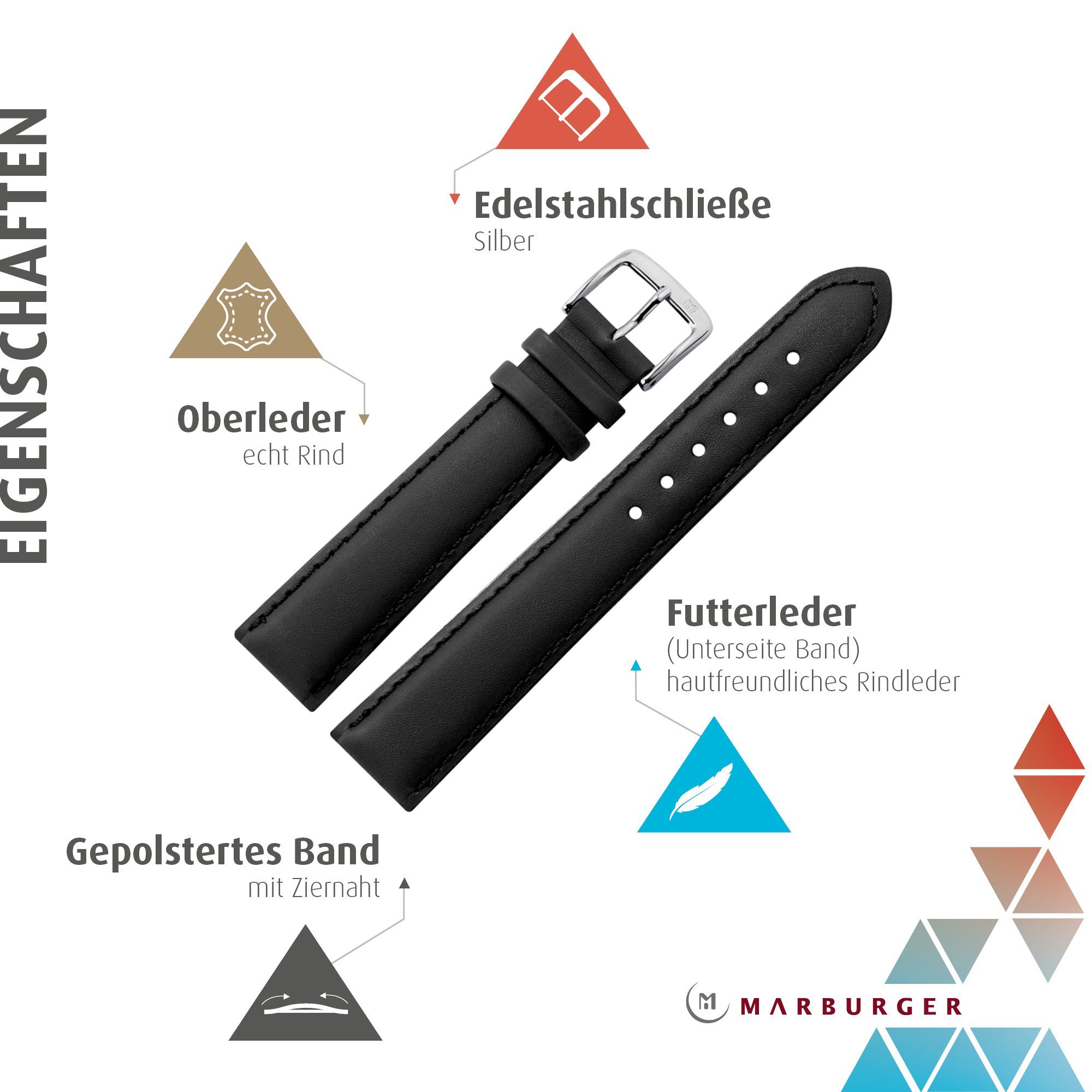 MARBURGER Uhrenarmband 22mm Leder günstig online kaufen