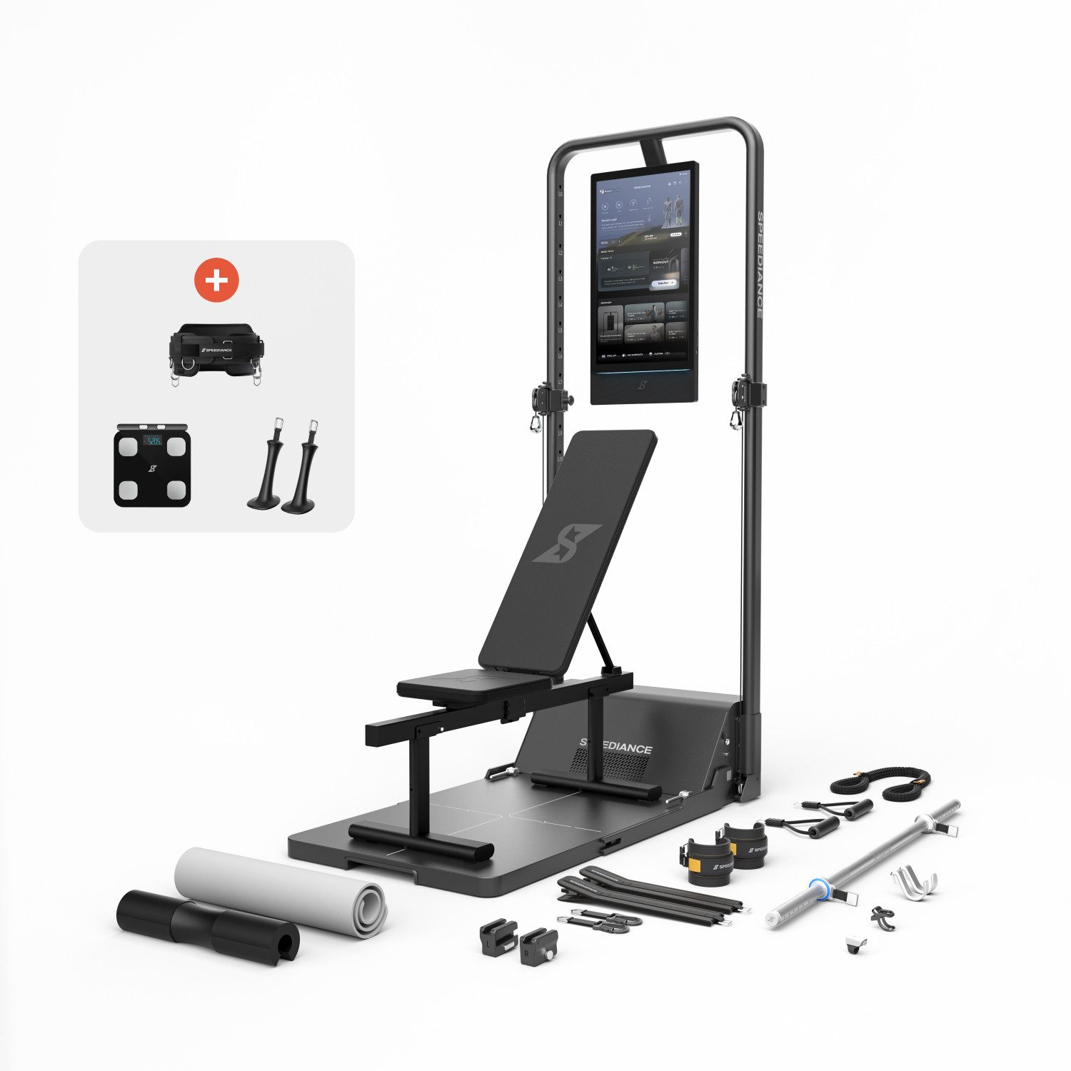 SPEEDIANCE Kraftstation Gym Monster 3, All-in-One-Smart-Home-Gym für Ganzkörpertraining, (mit verstellbarer Trainingsbank), Multifunktionale Smith-Maschine, Ganzkörper-Krafttrainingsgerät(Plus)