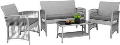 Femor Gartenlounge-Set, mit Sitzgruppe, 2-er Sofa, Singlestühle und Tisch