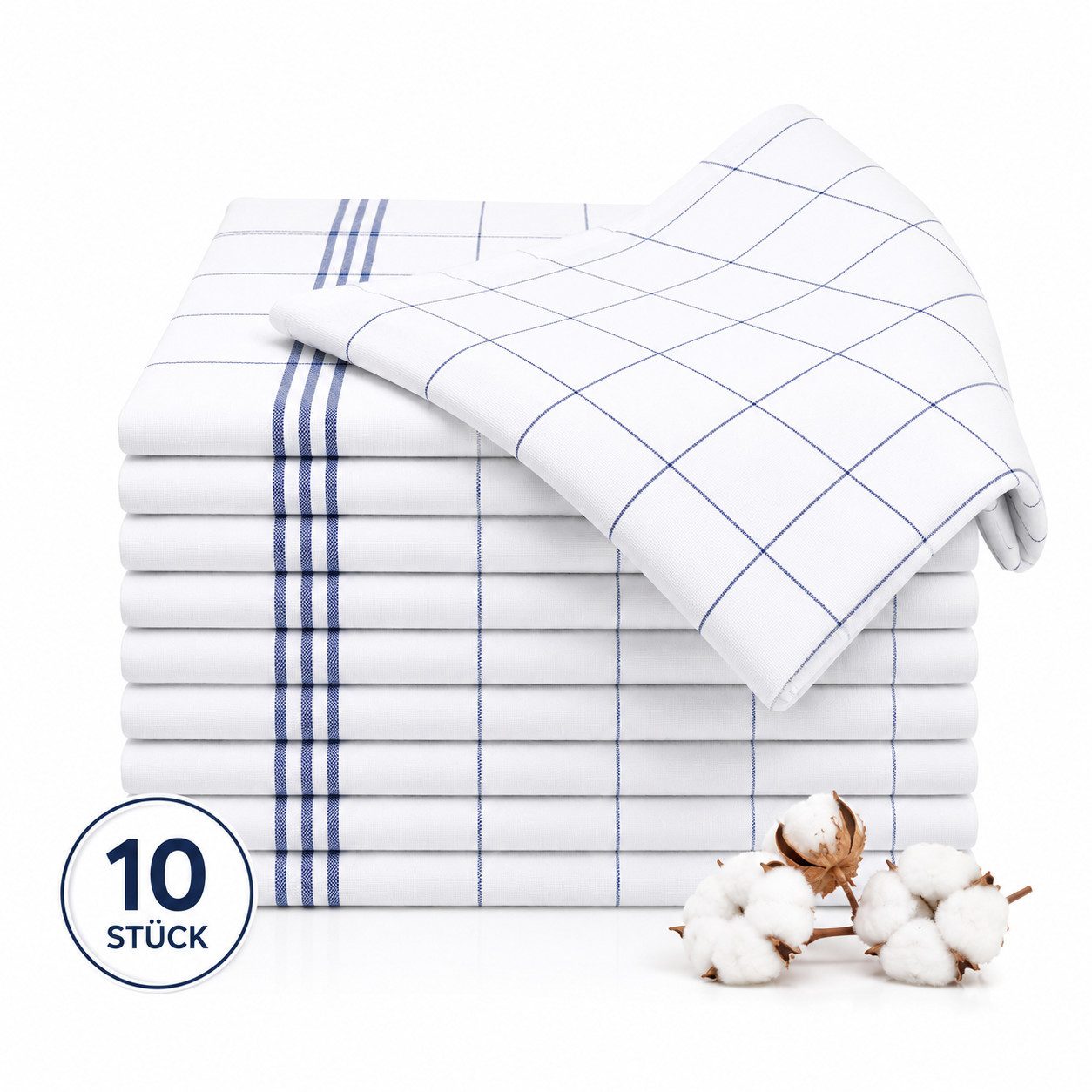 BARBONS Geschirrtuch Allzweck Tücher, Geschirrtücher, Trockentuch, Küchentuch, (10 er, 10-tlg), Premium Qualität, 100% Baumwolle, Blau