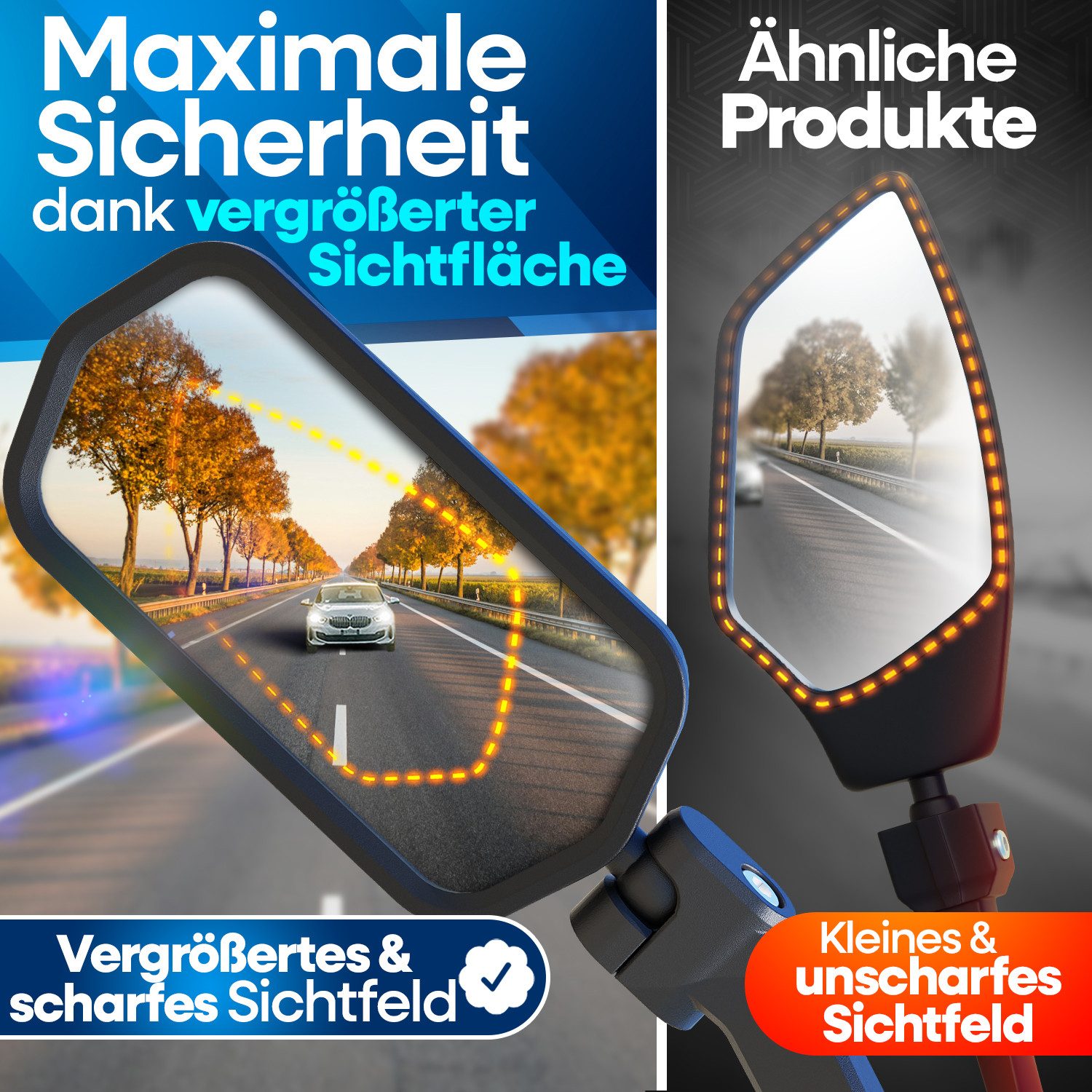 Nextcover Fahrradspiegel NEXTCOVER® Fahrradspiegel für Lenker mit ProVision-Echtglas