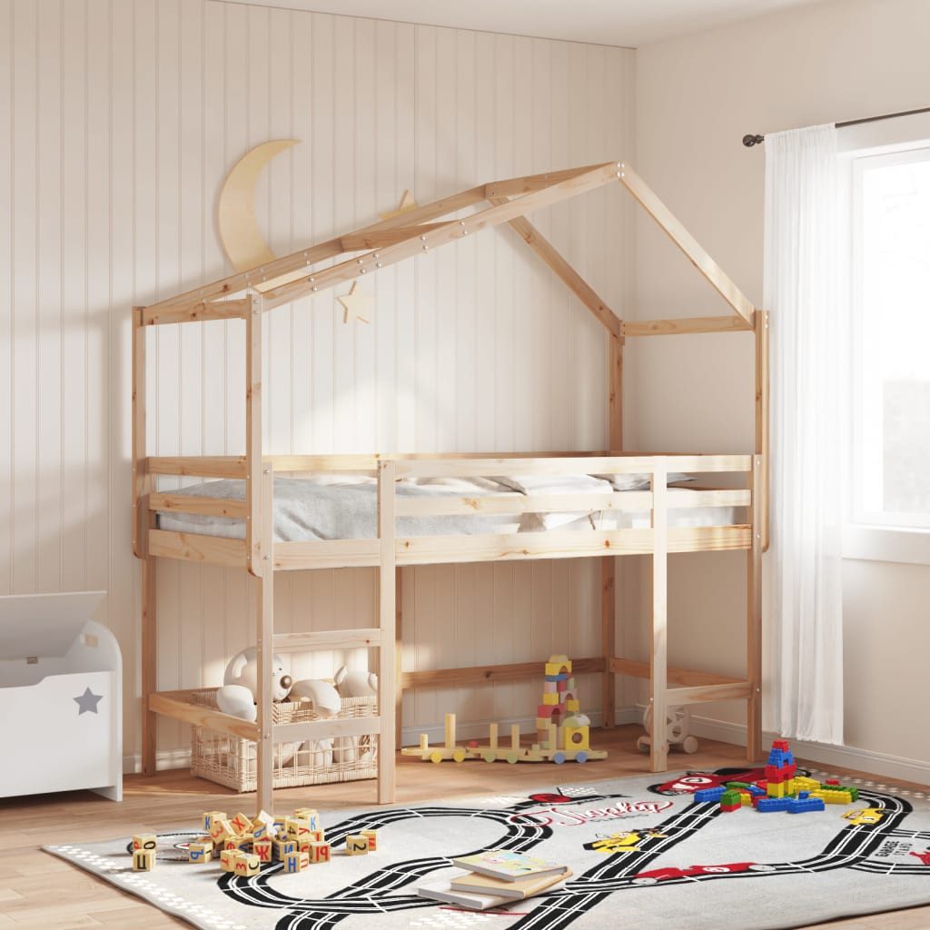 Bett Kinder Hochbett aus massivem Kiefernholz 195,5x95,5x113,5 cm