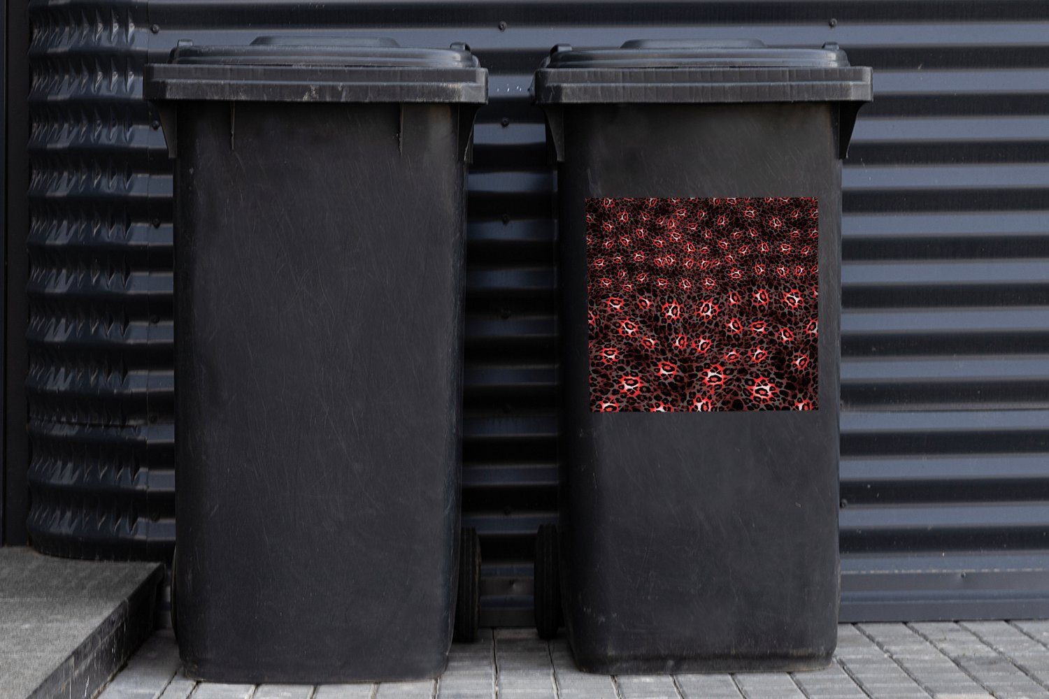 - Mülltonne, Container, Leopard St), Wandsticker Abfalbehälter (1 MuchoWow Mülleimer-aufkleber, Rot Muster Sticker, -