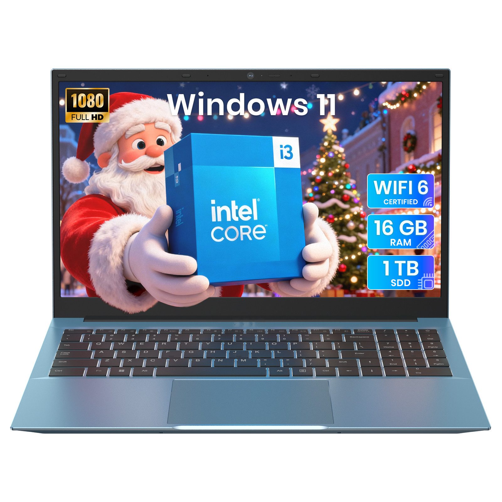 MENGHU 15,6 Zoll Laptop Intel Core i3 16GB RAM 1TB SSD Beleuchtete Tastatur Notebook (Intel® Core™ i3-10100Y, 16 GB, 1024 GB SSD)