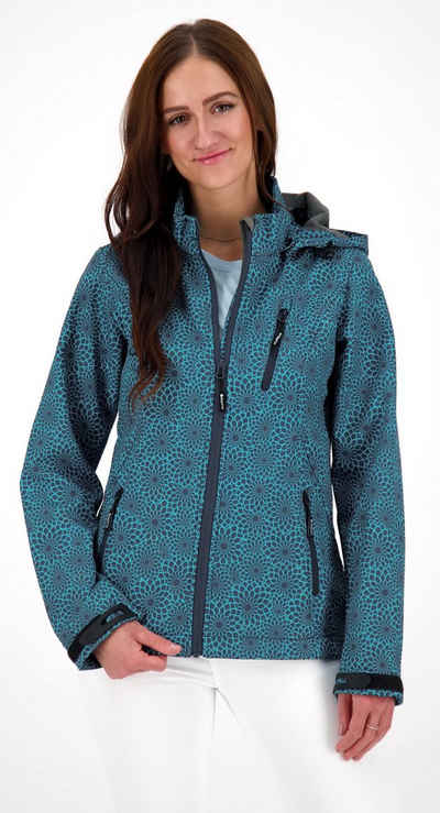 DEPROC Active Softshelljacke SHELBY PEAK DC leichte Softshelljacke mit All-Over-Print und abnehmbarer Kapuze