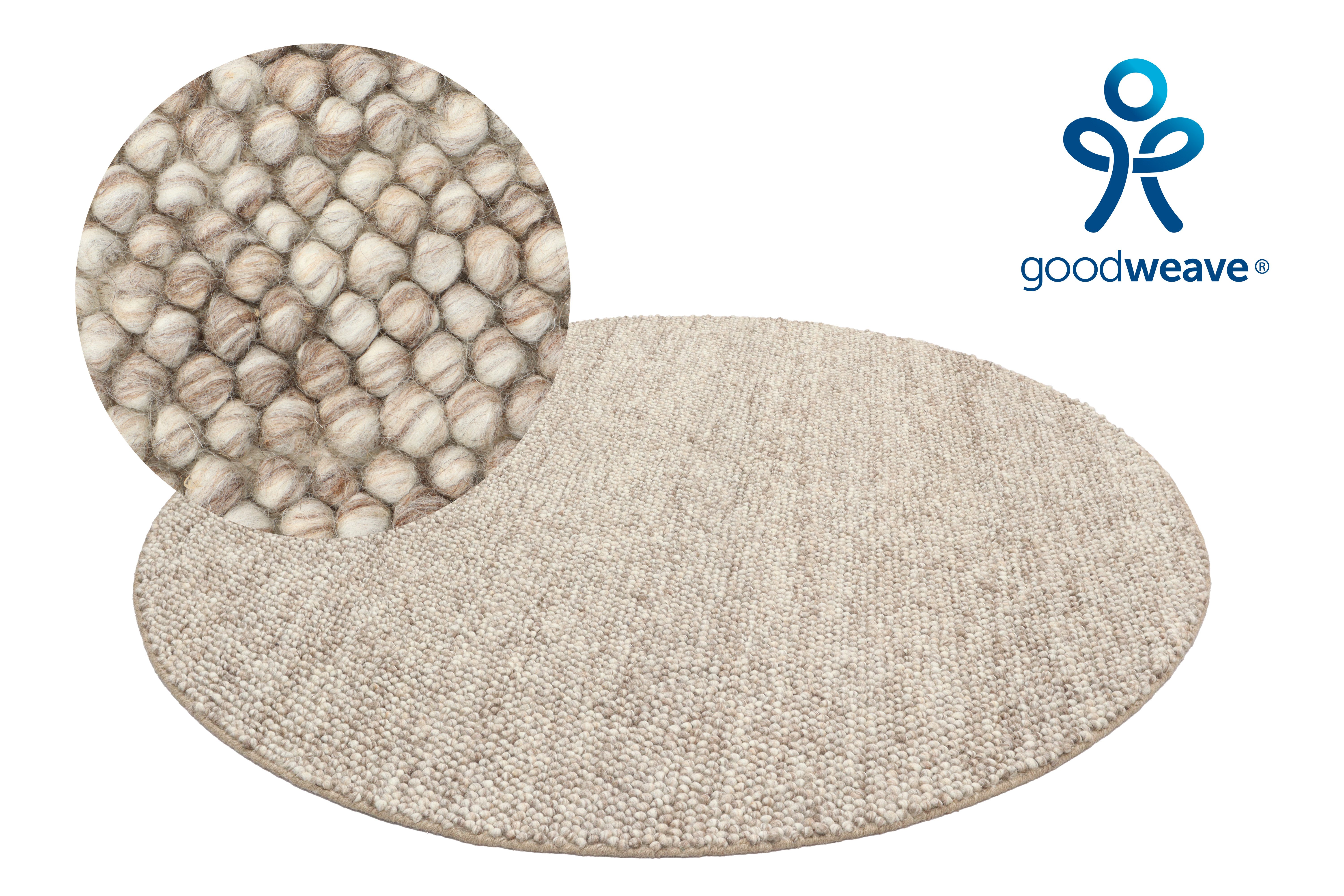 LeGer Home by Lena Gercke Teppich Ainhoa, handgewebt, Wolle, rund, Höhe: 12 günstig online kaufen