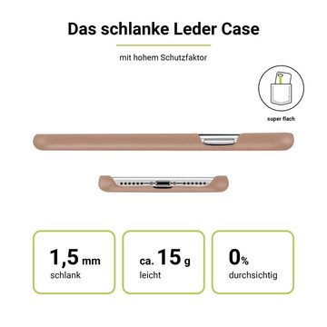 Artwizz Smartphone-Hülle Leather Clip, Schutzclip aus leicht genarbtem Echt-Leder, Beige, iPhone Xs, iPhone X