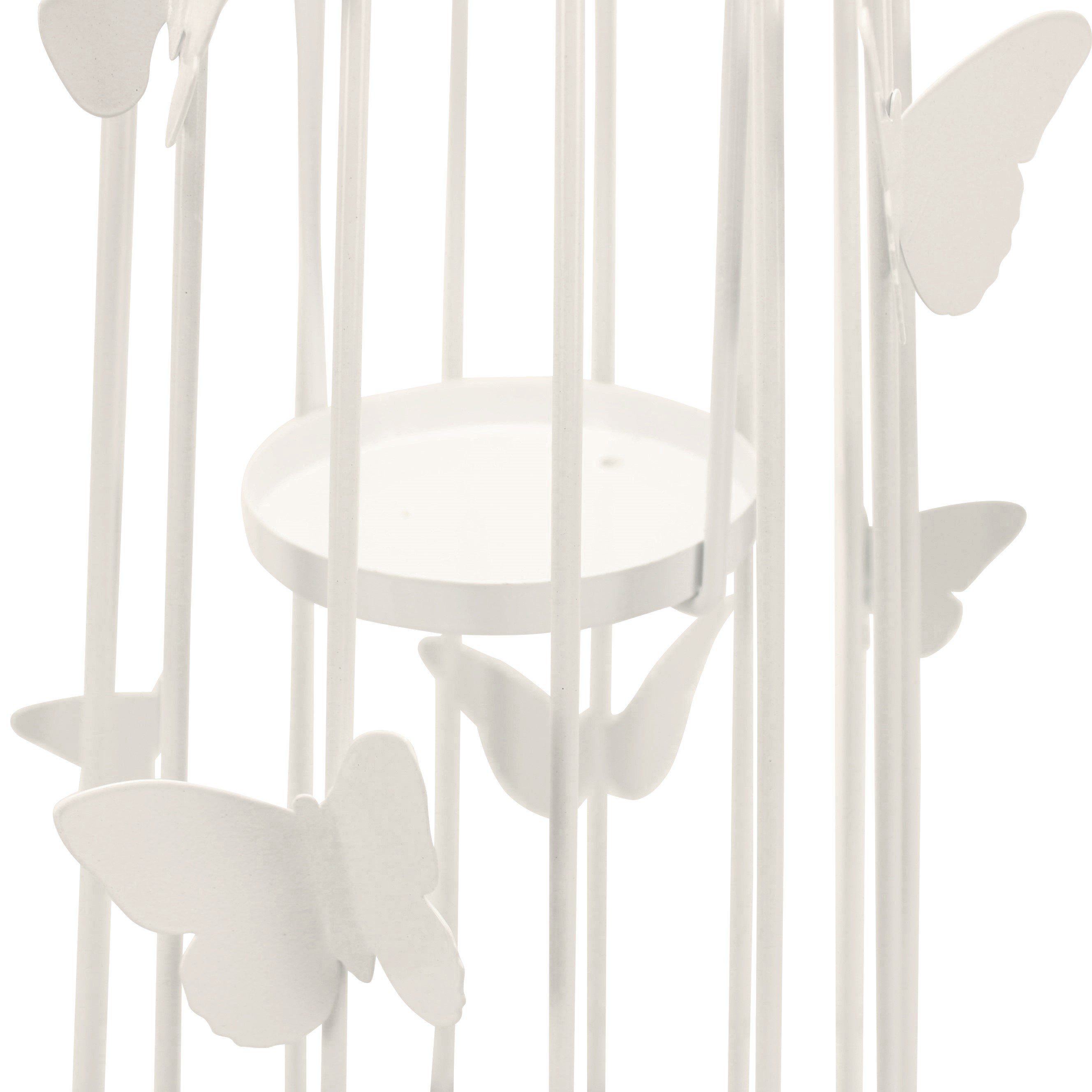 Online-Fuchs Kerzenhalter Kerzenständer XL für Stumpenkerzen mit Schmetterlingen verziert - (44 cm hoch -, Gold oder Weiß), Deko für Frühling und Sommer