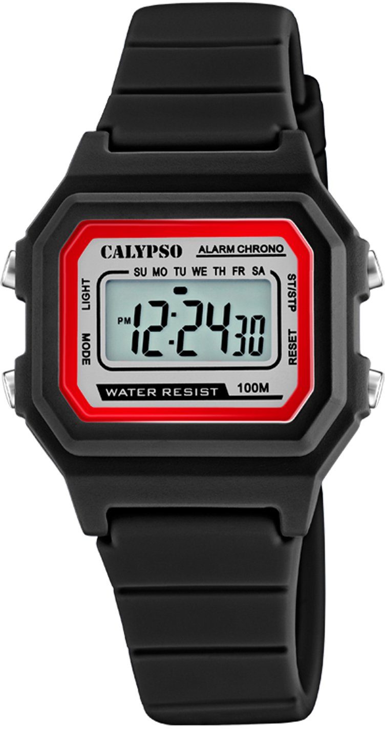 CALYPSO WATCHES Chronograph Digital Crush, K5802/6, Armbanduhr, Quarzuhr, Damenuhr, Digitalanzeige, Datum, Stoppfunktion