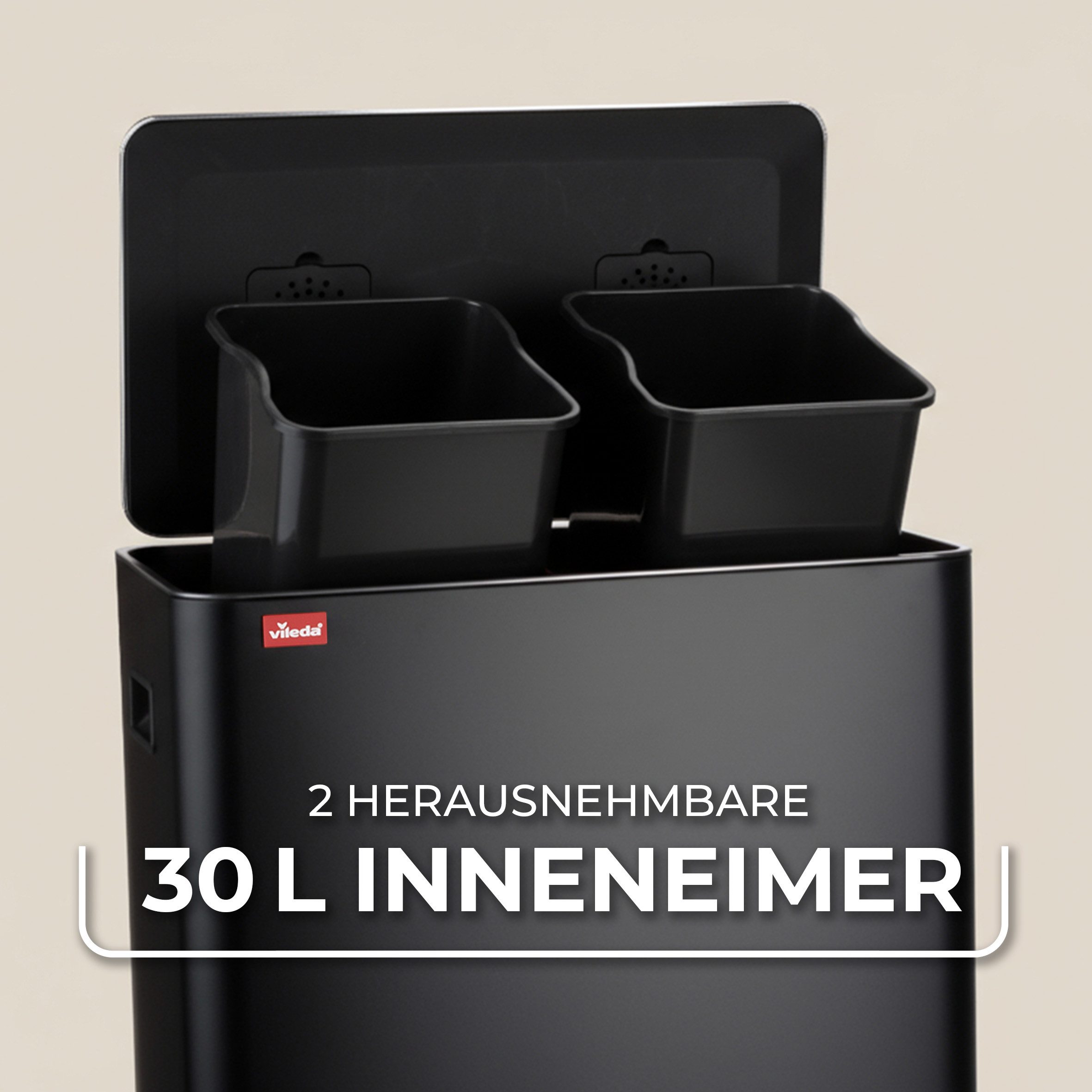Vileda Einbaumülleimer Vileda Mülleimer 2x30L Schwarz