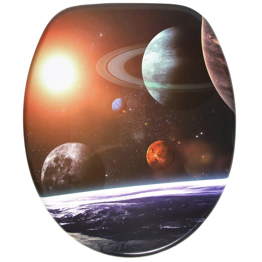 Sanilo WC-Sitz Planeten mit Absenkautomatik, Toilettendeckel direkt vom Hersteller, hochwertig & moderner Klodeckel mit Motiv, universell, leichte Montage