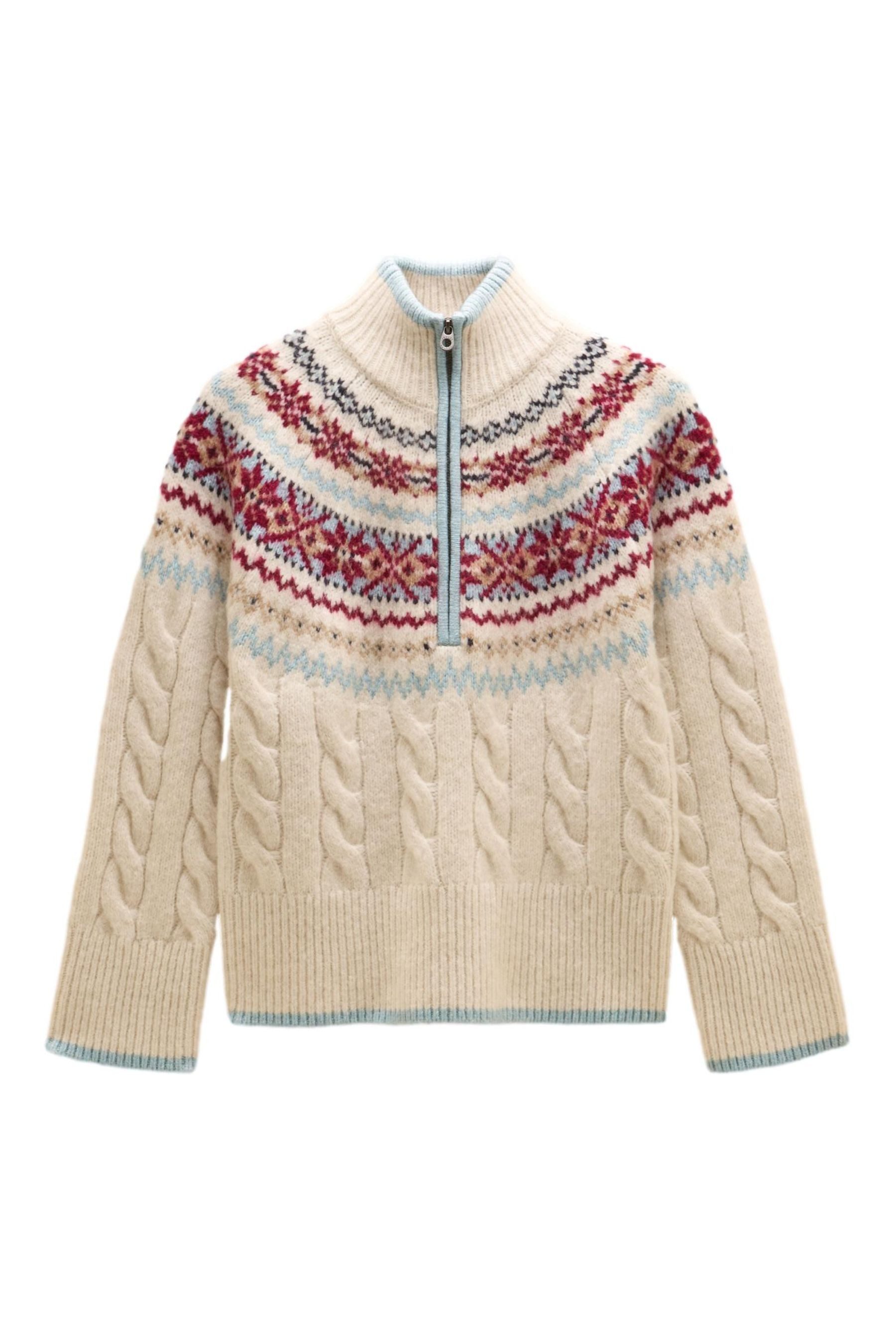 Tom Joule Strickpullover Troyer mit Fair-Isle-Muster (1-tlg)