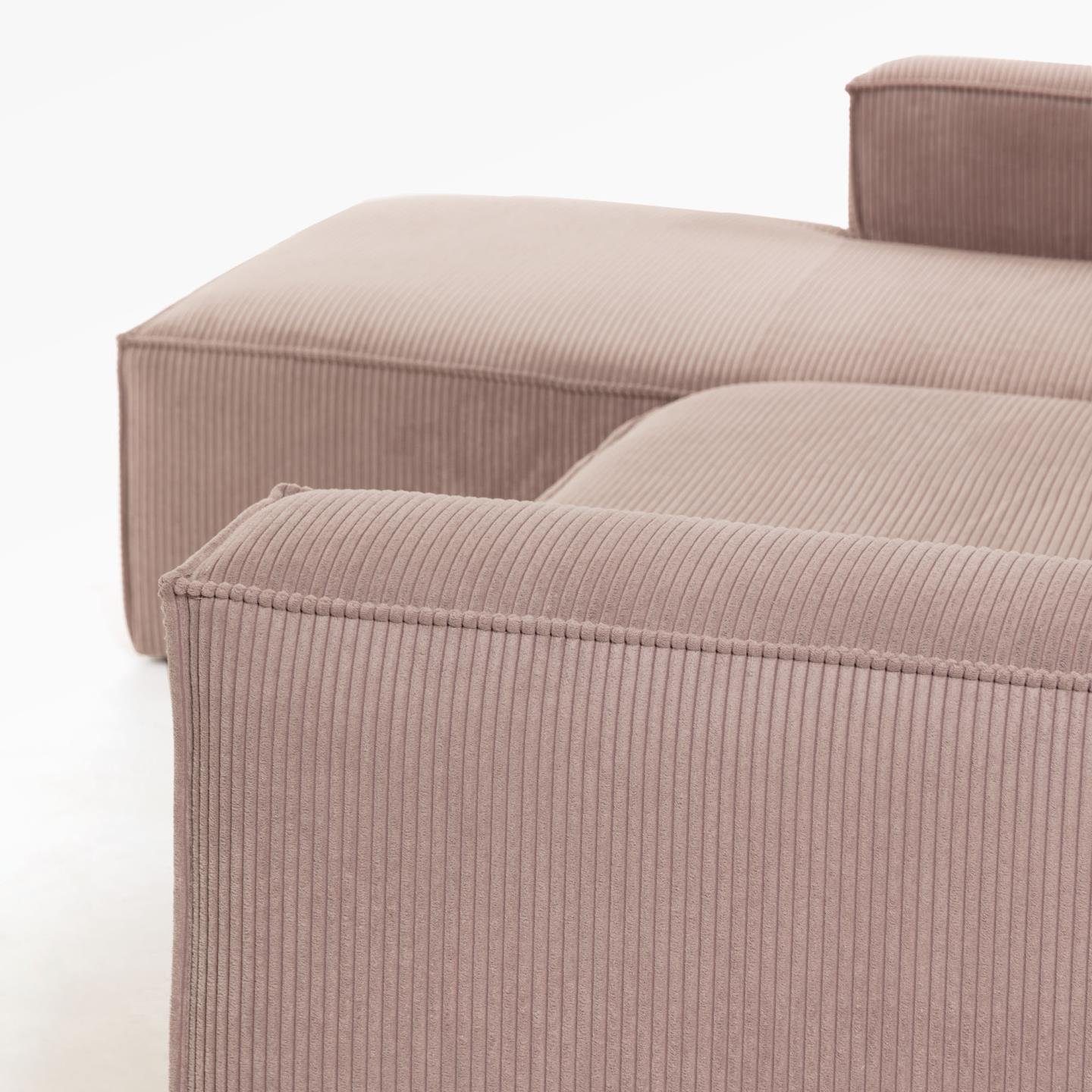 Natur24 links Couch rosa Sofa mit Kord Sofa 3-Sitzer 330cm Longchair Blok