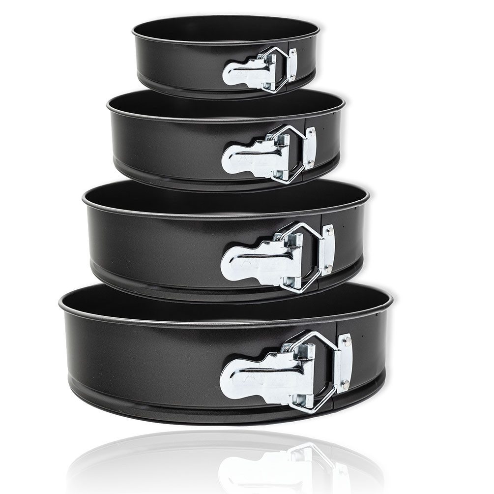 mixed24 Backform 4er Set Springformen, (4er Set 4-tlg), inkl. 1x Teigschaber Kuchenform Rundform Blechform