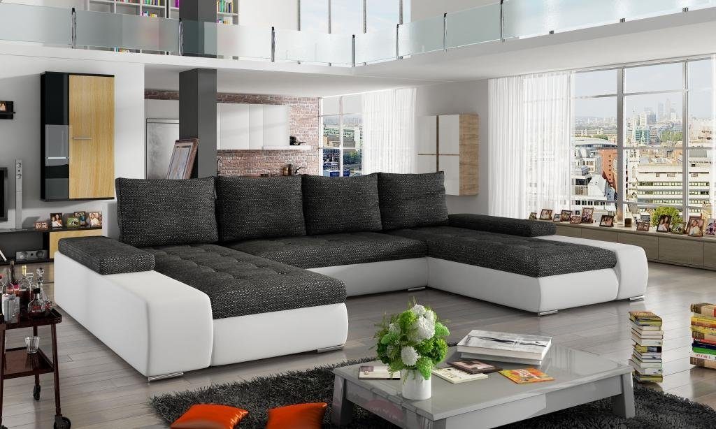 Sofa Ecksofa Textil, Europe Ecksofa Made Couch JVmoebel Luxus in Wohnlandschaft Grau/weiß