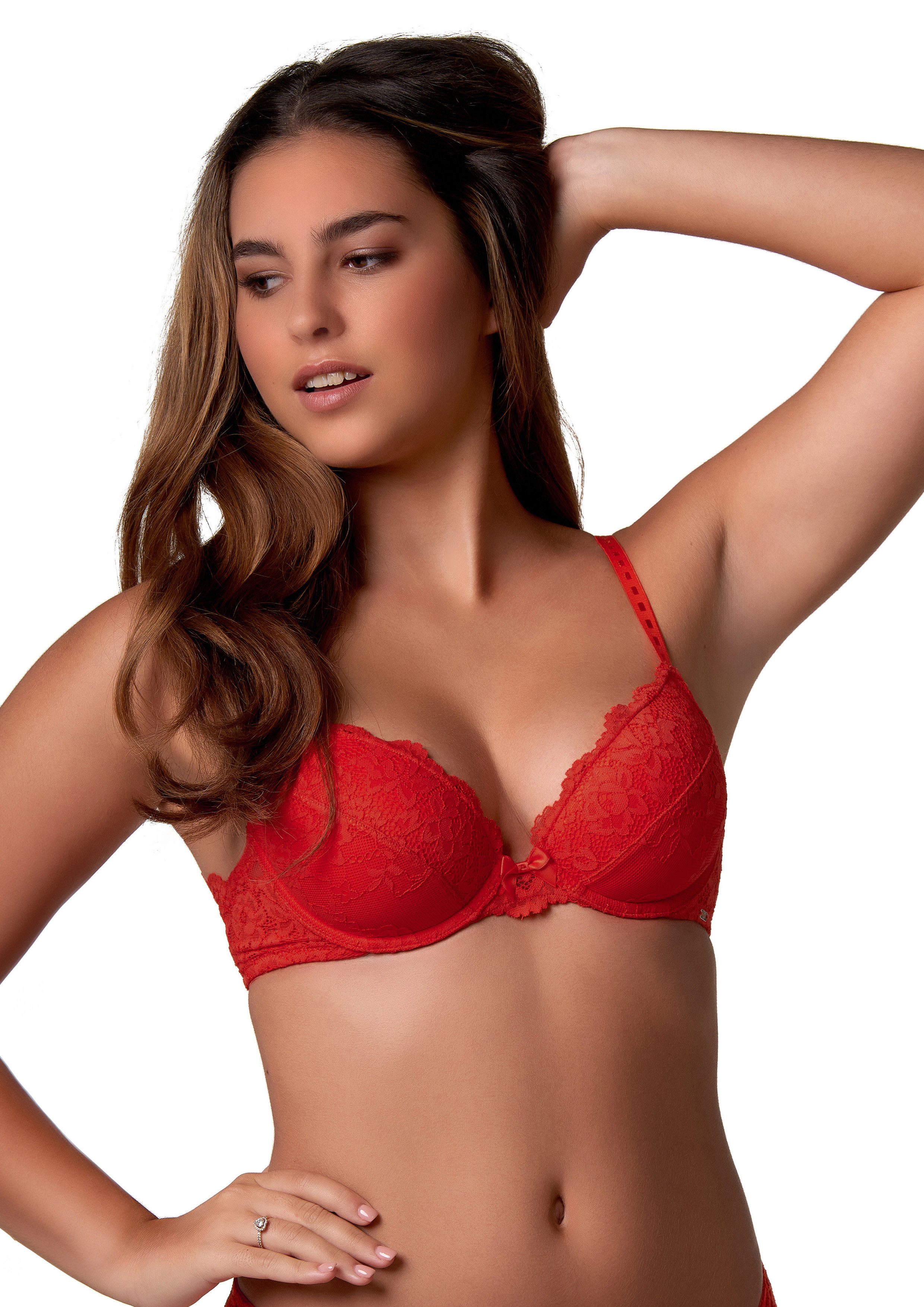 After Eden Außenträger-BH MOLLY halbe Schale, mit Bügel, verstellbare Träger, mit Spitze, mit Schleife