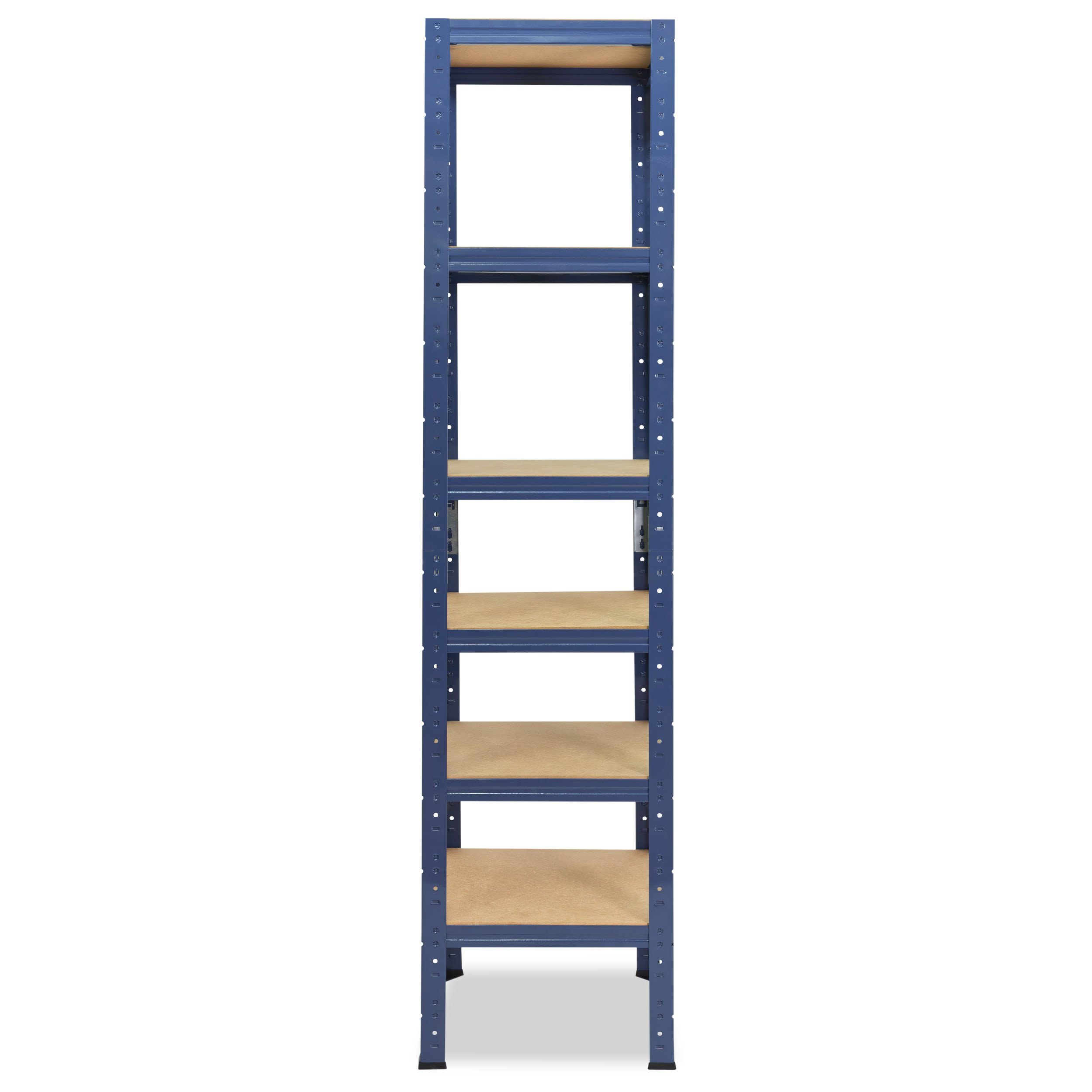 mit Böden, Tragkraft Steckregal 6 Werkstattregal 145kg Kellerregal, Schwerlastregal Metallregal 200x45x45cm shelfplaza oder als Metall Lagerregal, Garagenregal, blau, HOME, mit