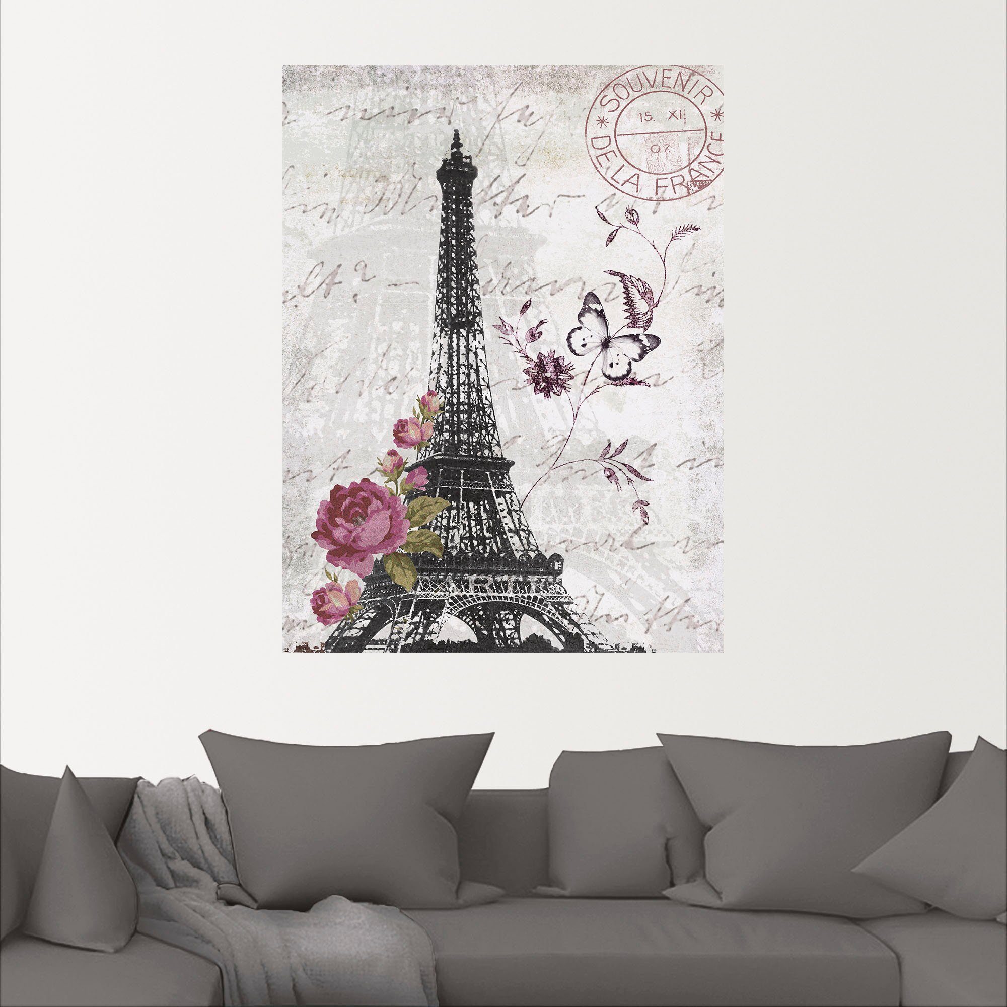 versch. St), Europa Bilder Alubild, als Artland von oder Leinwandbild, Größen Wandaufkleber Eiffelturm in Wandbild (1 Poster Grafik,