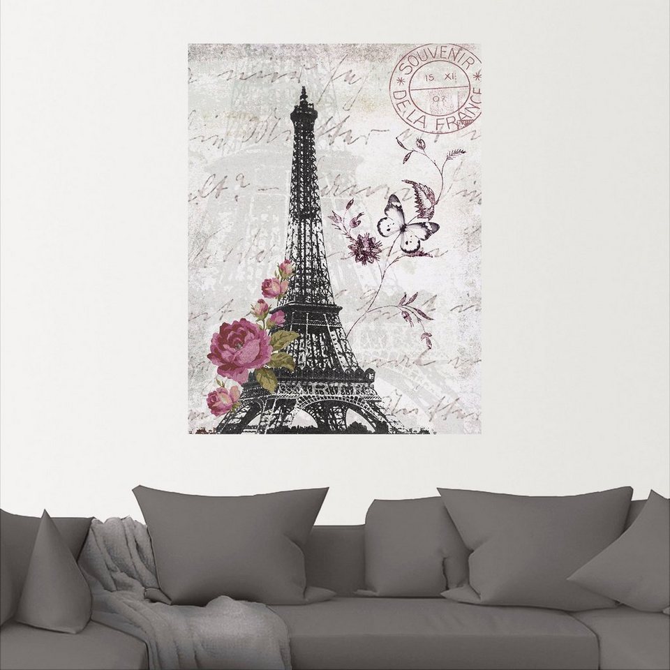 Artland Wandbild Eiffelturm Grafik, Bilder von Europa (1 St), als Alubild,  Leinwandbild, Wandaufkleber oder Poster in versch. Größen