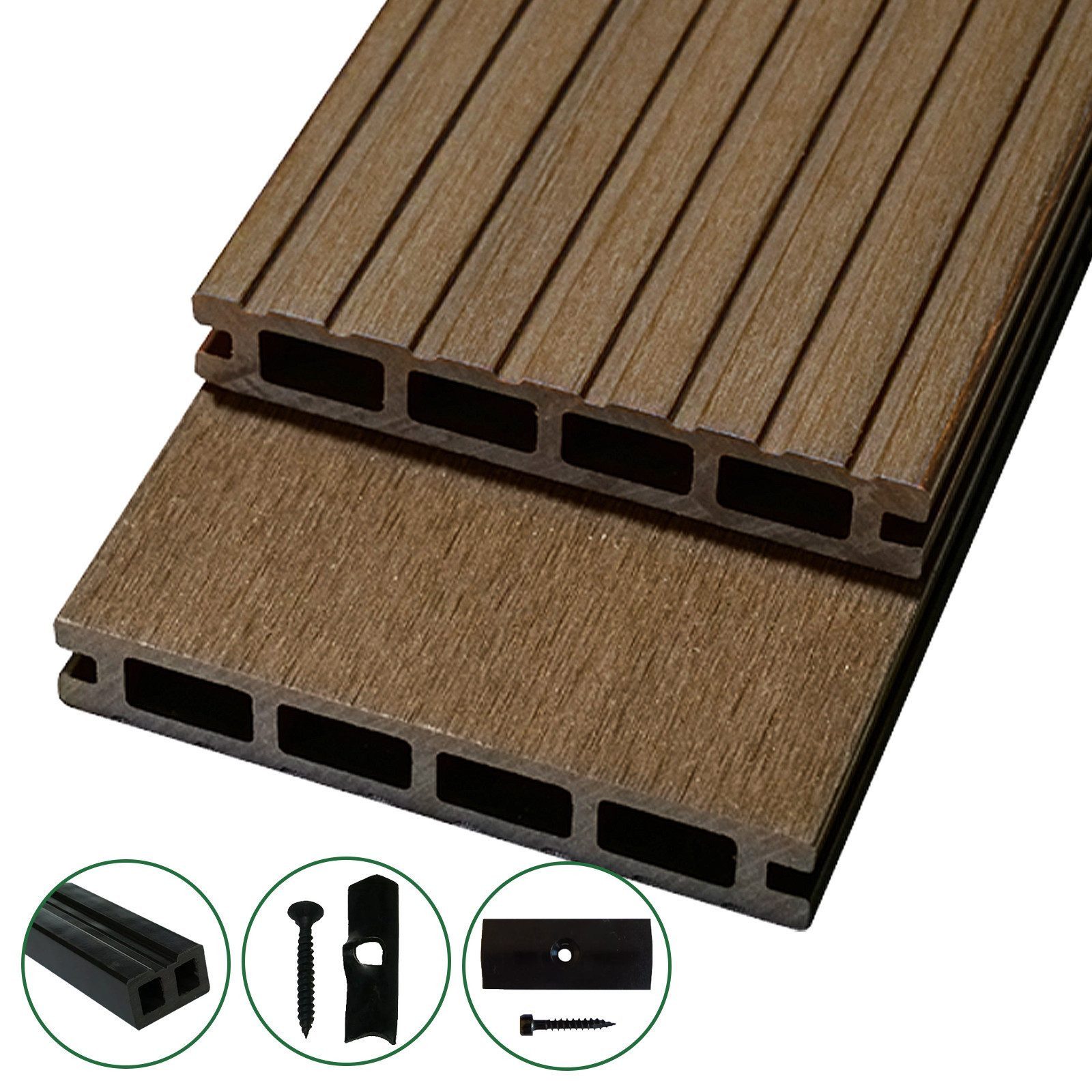 Terrassendielen WoodoRhodos WPC Diele für Terrasse und Balkon mit Clipsystem