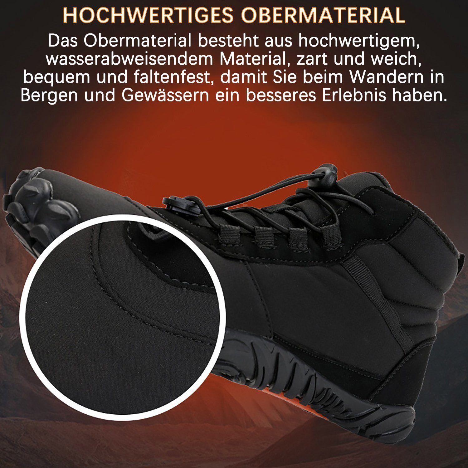 Home & Joy Barfußschuh (warm & weich gefüttert, atmungsaktiv, wasserabweisend, rutschfest, bequem) Damen & Herren Winter-Stiefel Wander-Schuhe Sport Boots Fleec – Bild 5 von 5