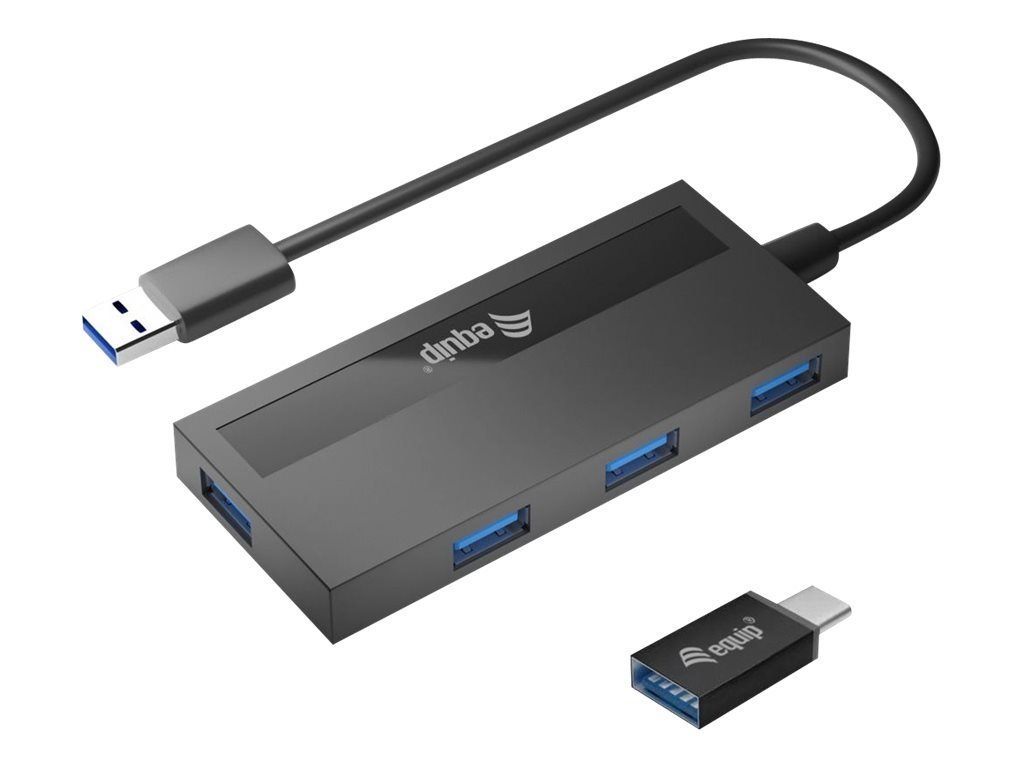 DIGITAL DATA EQUIP USB-Hub 4-Port ->1x3.0/3x2.0 2.0 gr 0.15m o.Netzteil Netzwerk-Switch