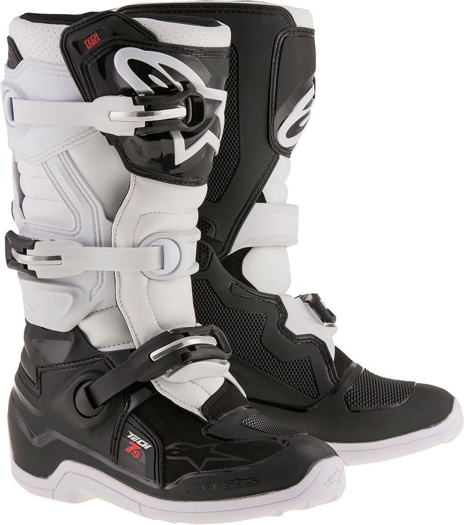 Tech Black/White Alpinestars 7S Stiefel Motocross Jugend Motorradstiefel