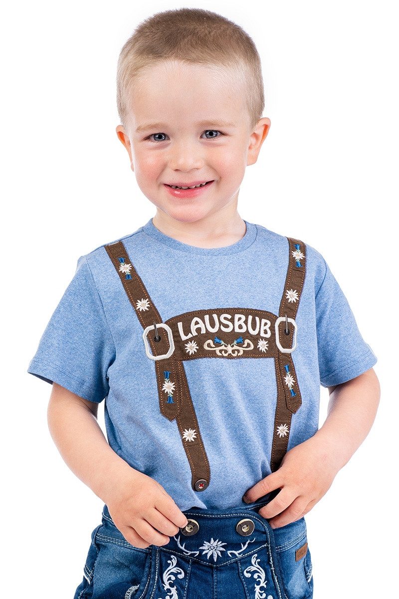 BONDI Trachtenhemd Trachtenshirt Baby/Kind - LAUSBUB - blau