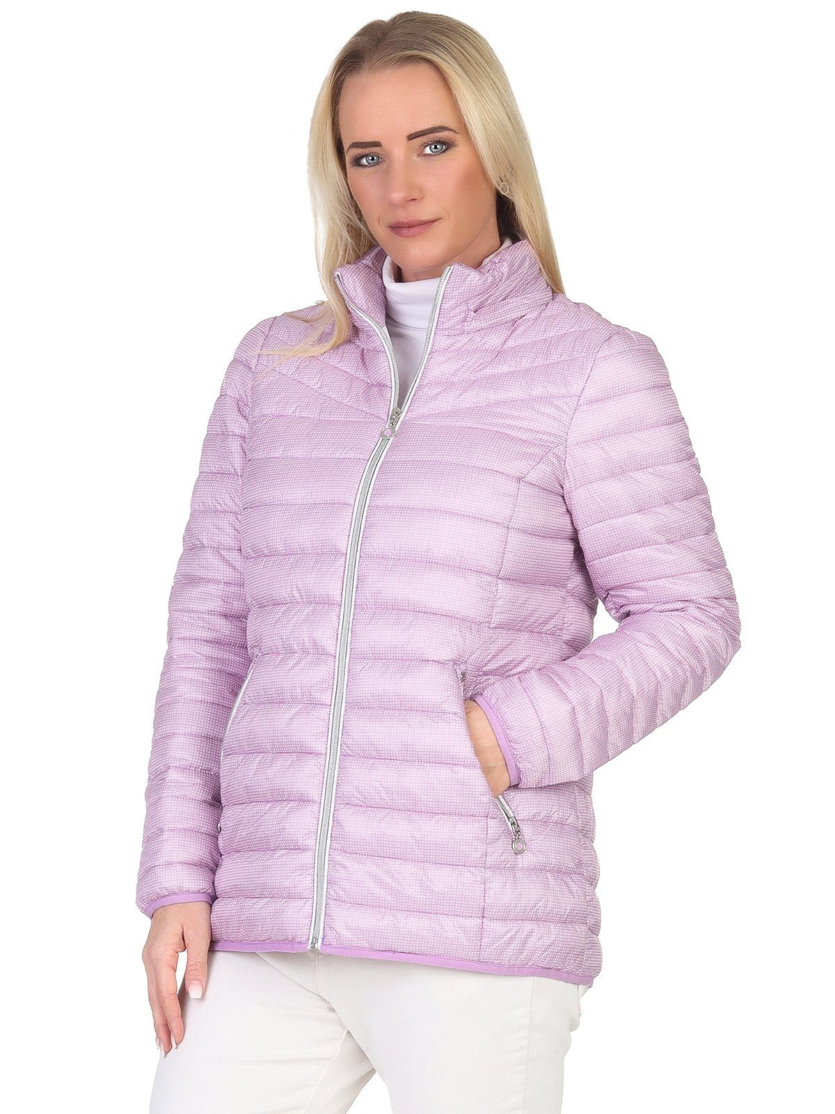 Sommerjacke Steppjacke leichte Damen Übergangsjacke modisches Hahnentrittmuster