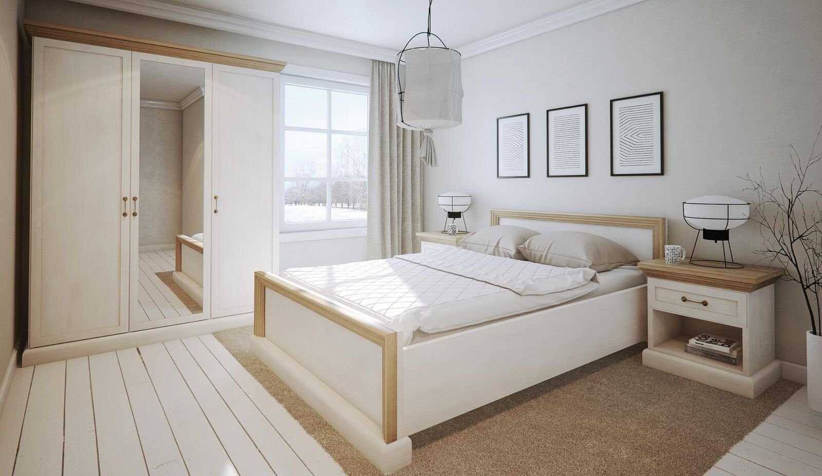 JVmoebel Schlafzimmer-Set, Schlafzimmer Set Design Modern Luxus Betten Bett Nachttisch Kleiderschrank 4 tlg