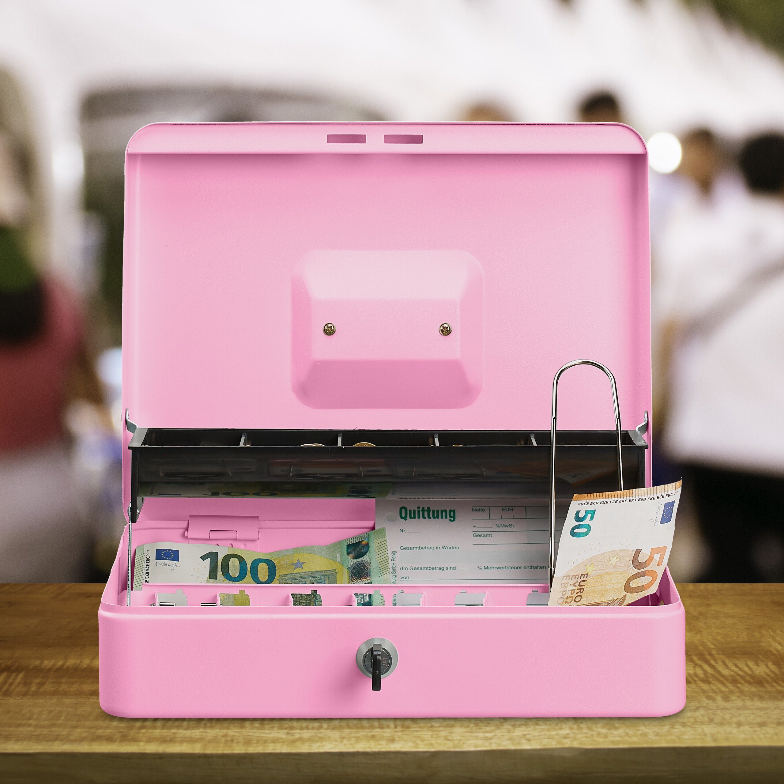 relaxdays Geldkassette Abschließbare Geldkassette, Pink