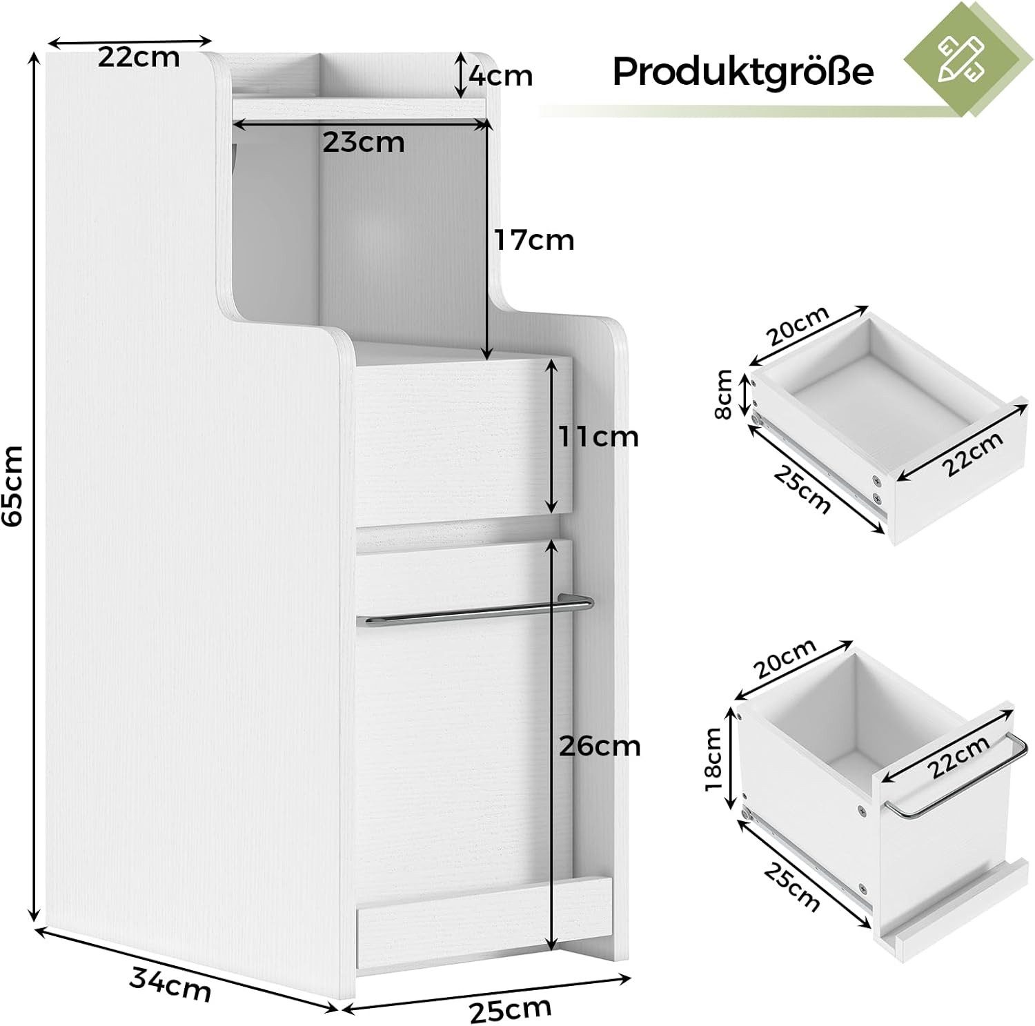 MSMASK Nachttisch Ladefunktion LED-Licht, 2 Schubladen, (1-St) günstig online kaufen