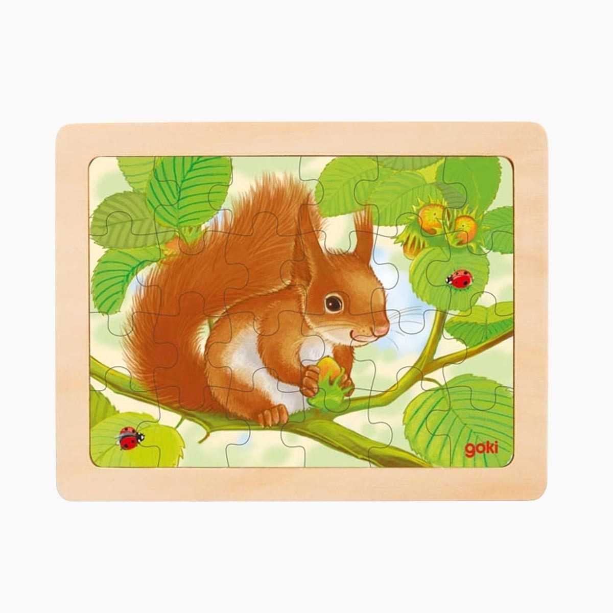 goki Steckpuzzle Einlegepuzzle Waldtiere 5er Set, 24 Puzzleteile, Spielspaß und Lernerlebnis für kleine Entdecker