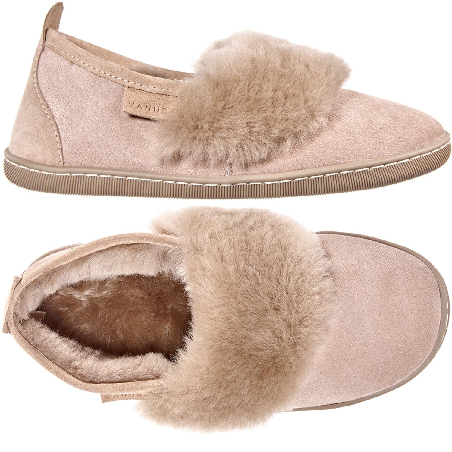 Vanuba CORMO Damen Hausschuh Echtleder Hüttenschuhe/Winter-Hausschuhe/Gefüttert